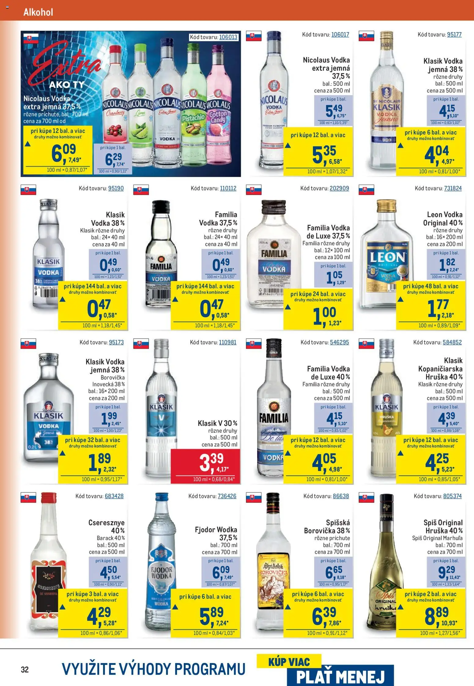 Náhľad Metro letáku platného od 07.10.2026 - Alkohol, Vodka, Borovička, Nicolaus vodka