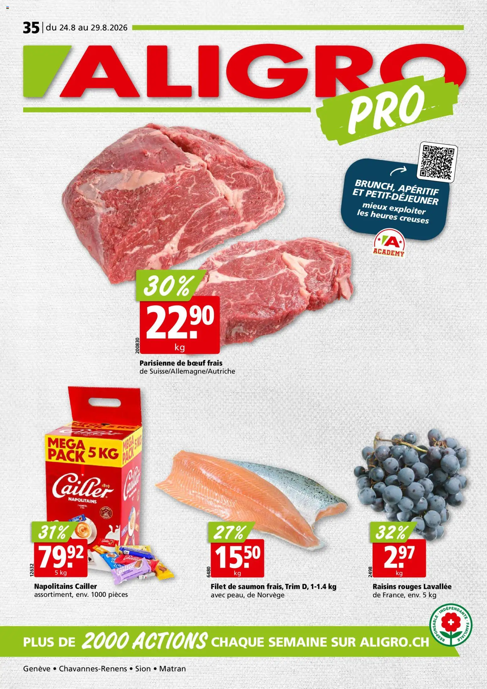 Vorschau des Merkblatts Aligro aktionen Chavannes, Matran, Genève, Sion vom Shop Aligro gültig von 24.08.2026 bis 29.08.2026