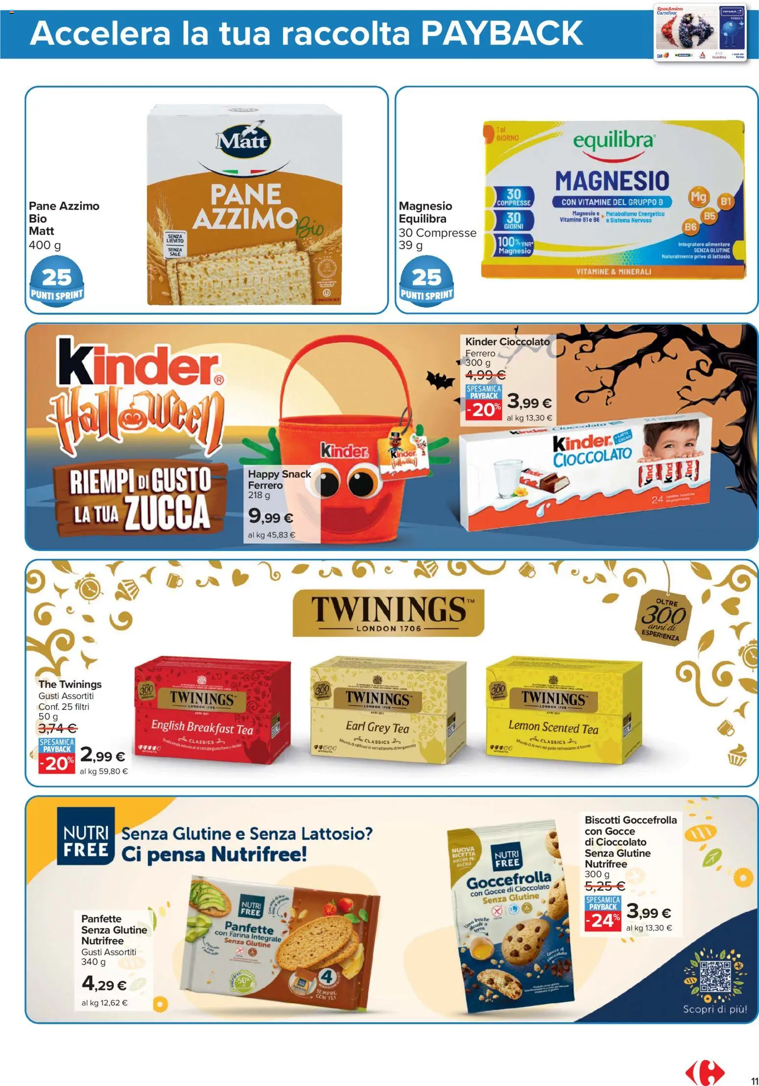 Anteprima dell'opuscolo Carrefour volantino Market - Punti Sprint Payback dal negozio Carrefour valido da 23/10/2026 - Senza glutine, Biscotti, Pane, Limone, Zucca, Farina, Uova, Farina integrale