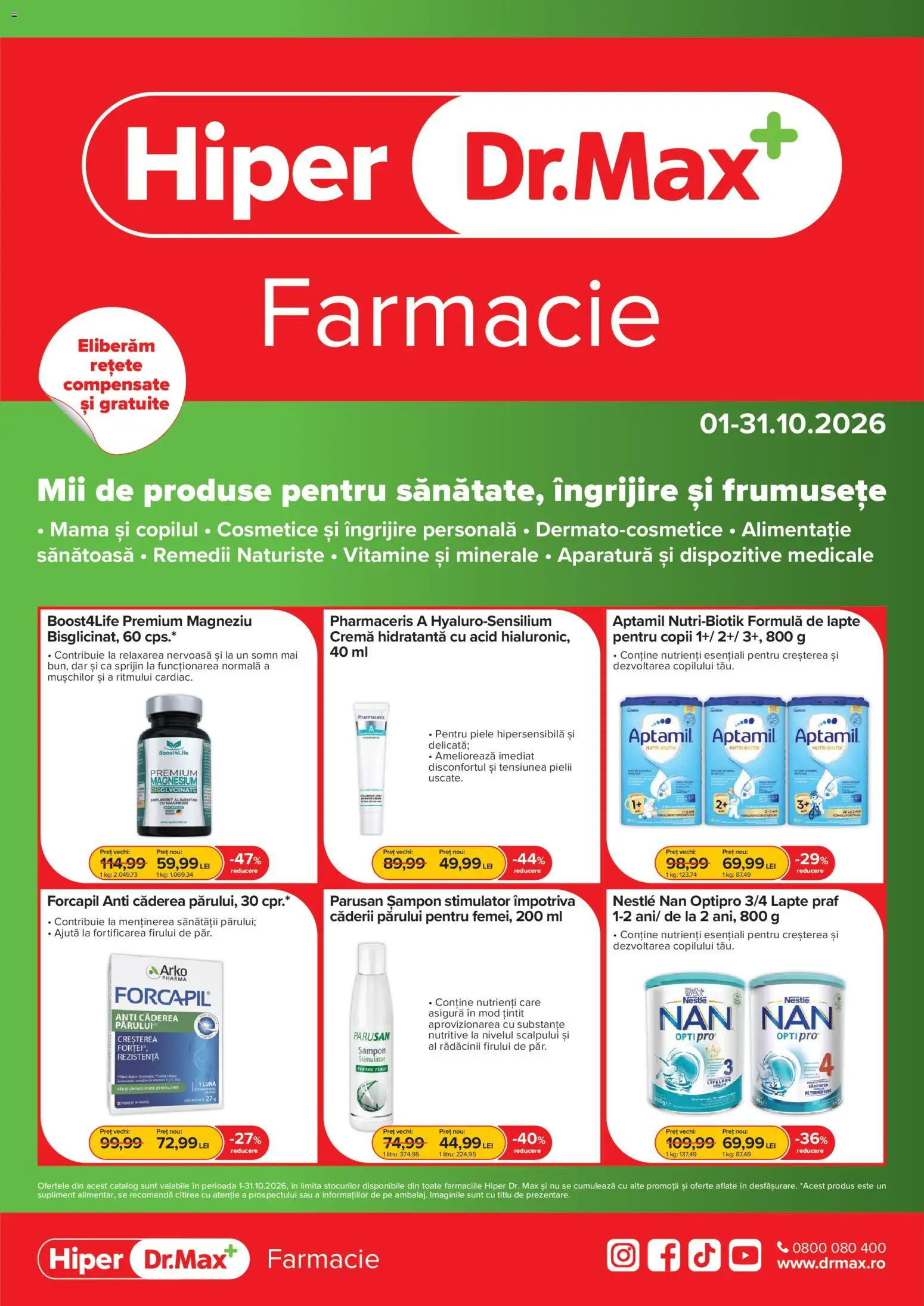 Previzualizarea de cataloage: Dr.Max Dr.Max Catalog Hiper-farmacii valabil de la 01.10.2026 - Șampon, Lapte praf, Lapte, Cremă, Premium, Cremă hidratantă