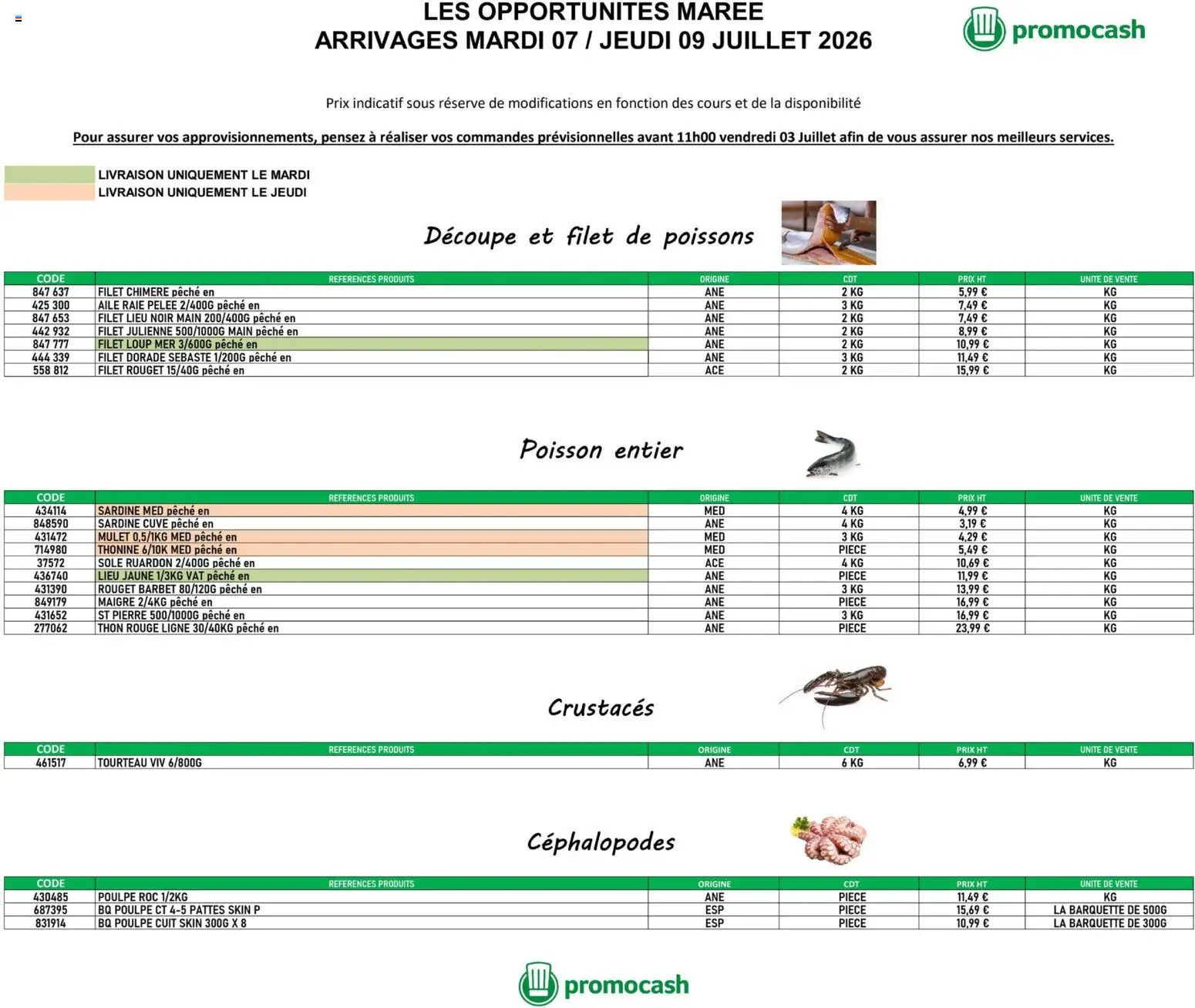 Prévisualisation de Promocash Opportunités Marée du magasin Promocash formulaire valide 07/07/2026 - Poissons, Poisson, Pêche, Thon, Sardine