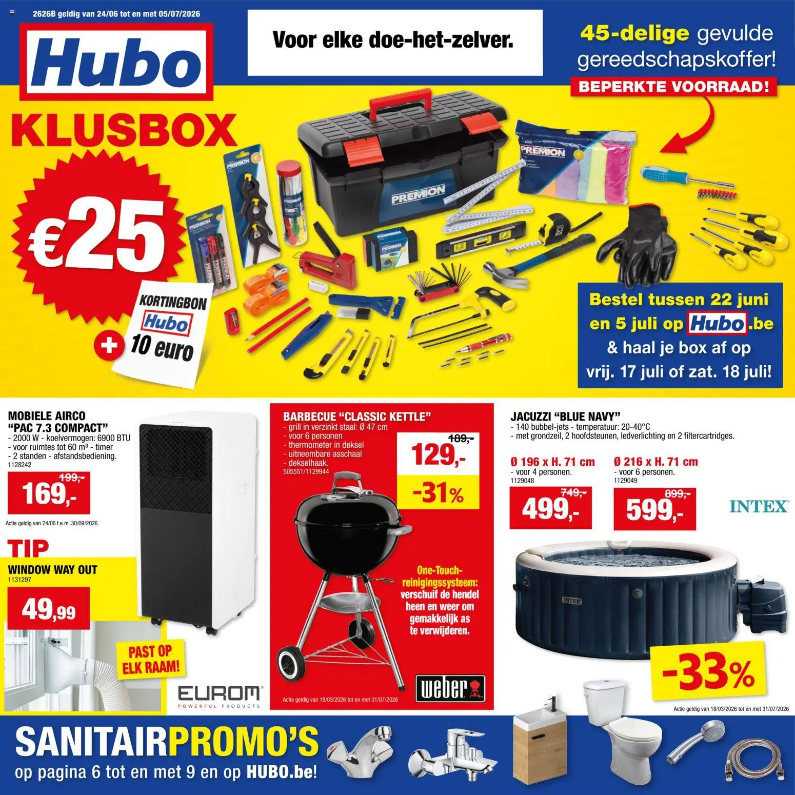Voorbeeld van Hubo Folder van winkel Hubo geldig vanaf 24/06/2026 - Barbecue, Airco, Box, Grill, Thermometer, Gereedschapskoffer