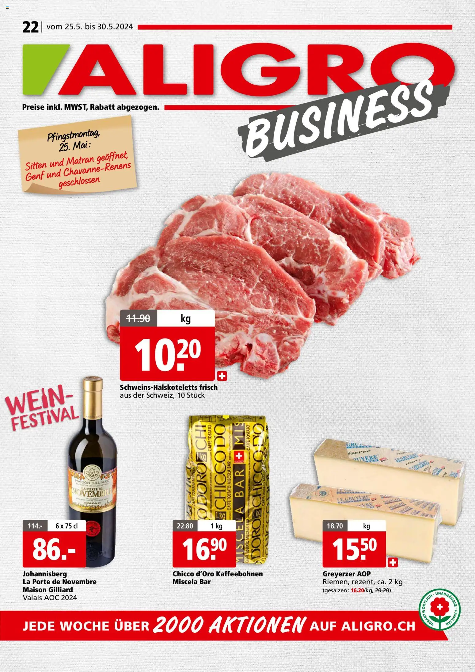 Vorschau des Merkblatts Aligro aktionen Business Chavannes, Matran, Genf, Sitten vom Shop Aligro gültig von 25.05.2026 bis 30.05.2026