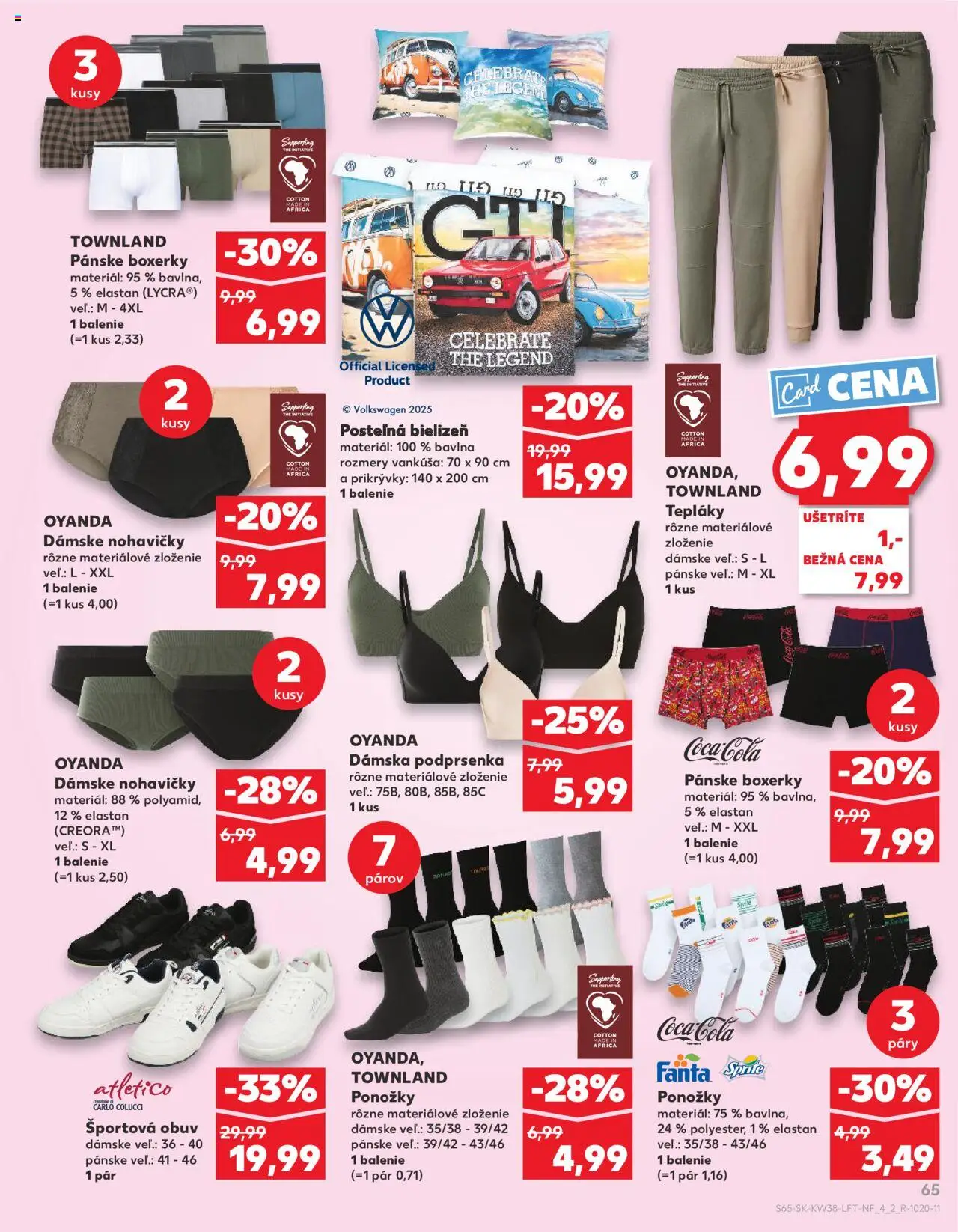Náhľad Kaufland letáku platného od 18.09.2025 - Ponožky, Nohavičky, Boxerky, Podprsenka, Fanta, Sprite, Športová obuv