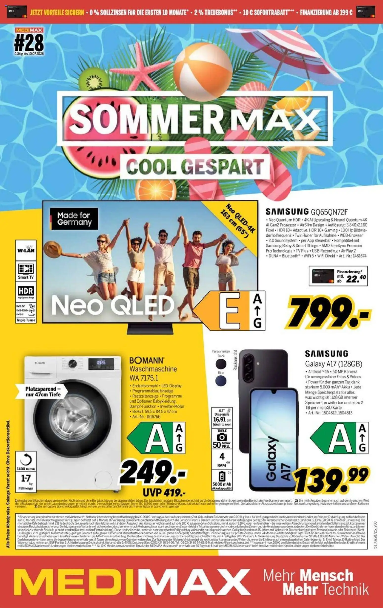 Vorschau von dem Prospekt des Geschäftes Medimax, gültig ab dem 04.07.2026 - Samsung, Burger, Waschmaschine, TV, Kamera, Smart TV, Soundsystem