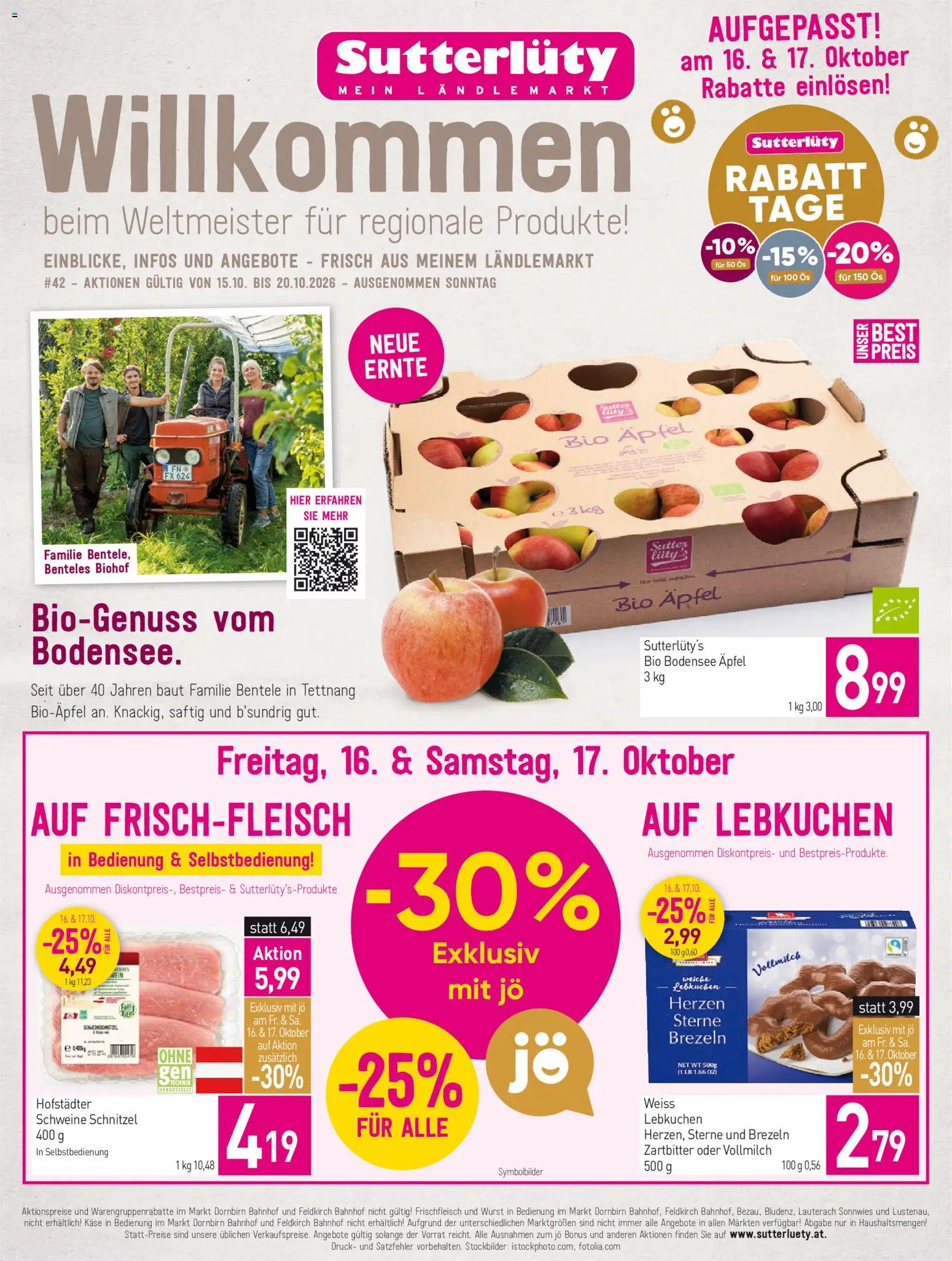 Vorschau der Angebote: Sutterlüty Sutterlüty Flugblatt gültig ab 15.10.2026 - Wurst, Äpfel, Lebkuchen, Käse, Vollmilch