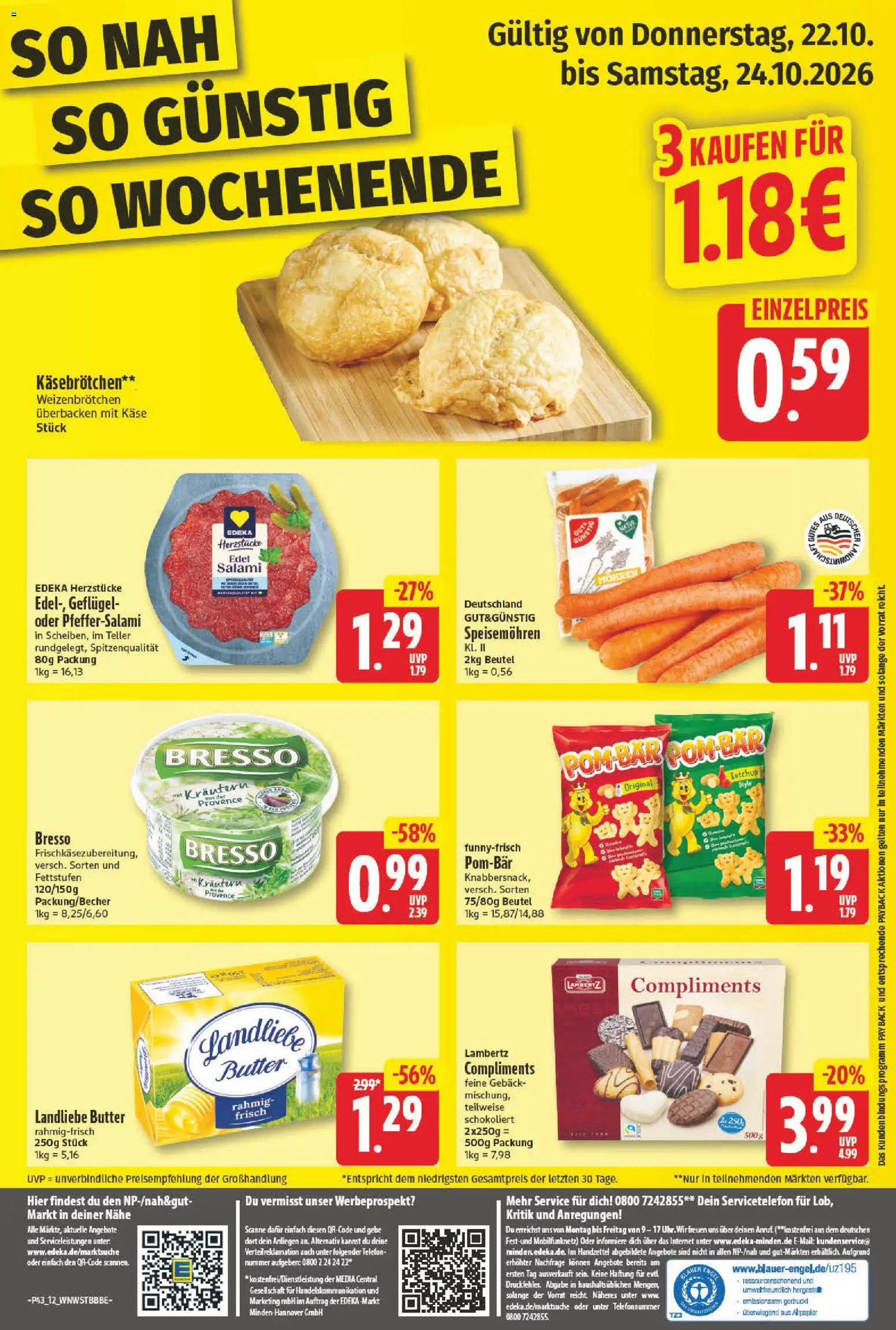 Vorschau von dem Prospekt des Geschäftes NP Discount, gültig ab dem 19.10.2026 - Telefon, Butter, Käse, Salami, Ketchup, Bresso, Landliebe butter