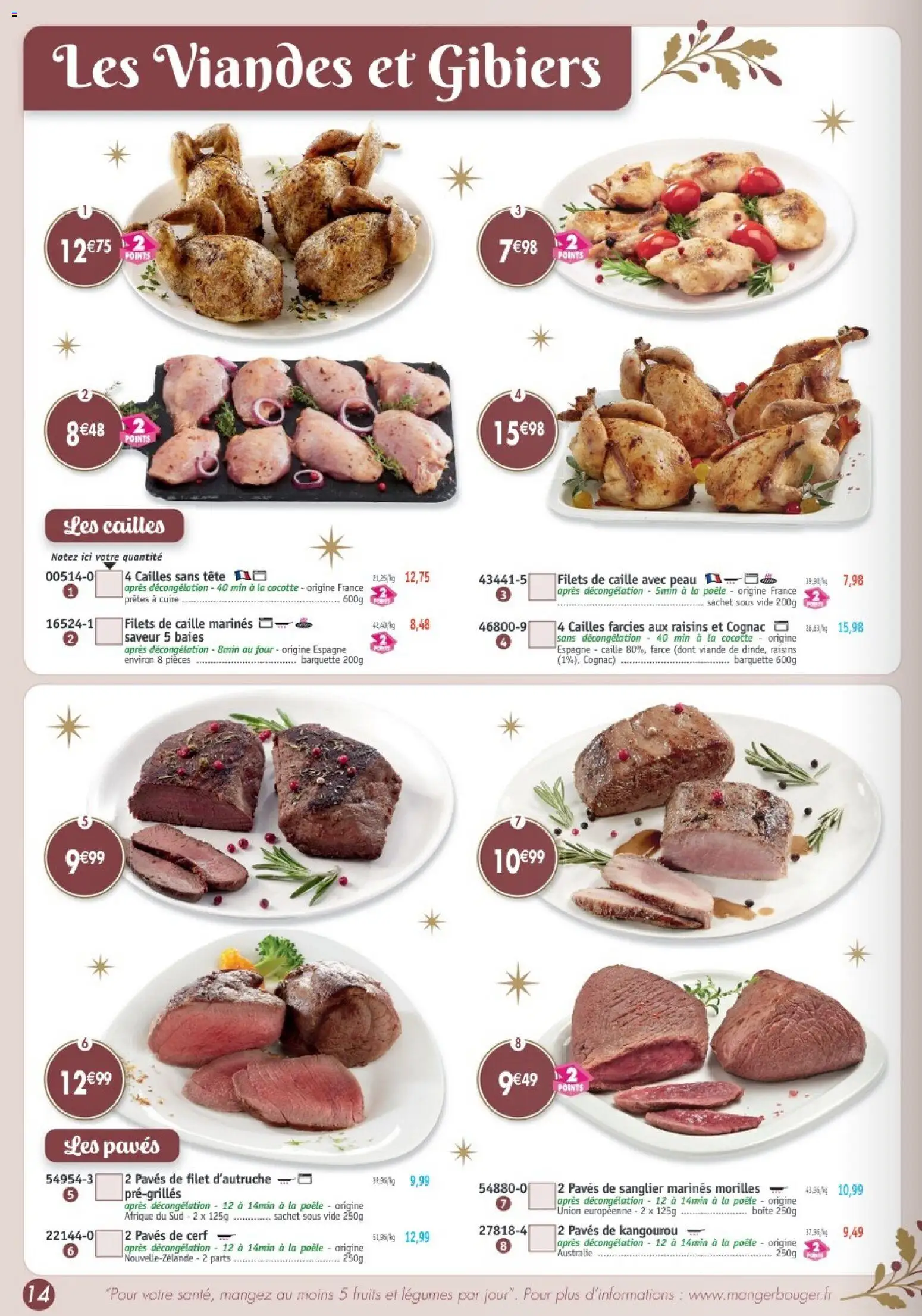 Prévisualisation de Maximo catalogue du magasin Maximo formulaire valide 26/10/2026 - Cognac, Fruits, Four, Poêle, Cailles, Raisins, Viande
