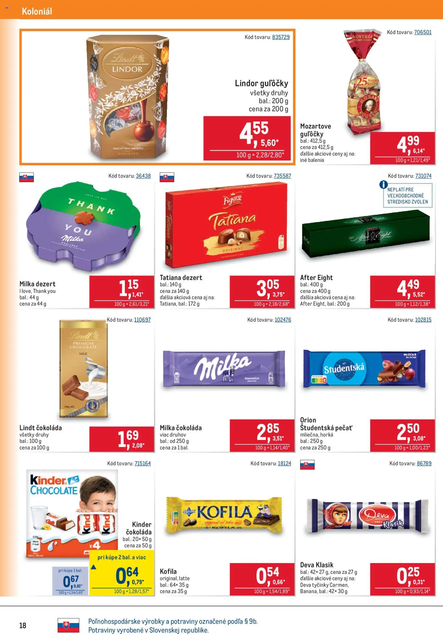 Náhľad Metro letáku platného od 21.10.2026 - Čokoláda, Lindt, Kinder, Milka, Dezert, Lindor, Študentská pečať