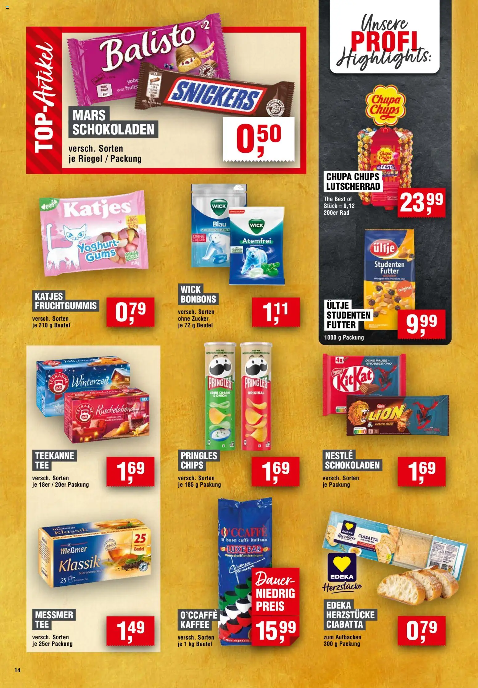 Vorschau von dem Prospekt des Geschäftes Handelshof, gültig ab dem 12.11.2026 - Kaffee, Chips, Mars, Teekanne, Pringles, Katjes, Zucker, Messmer