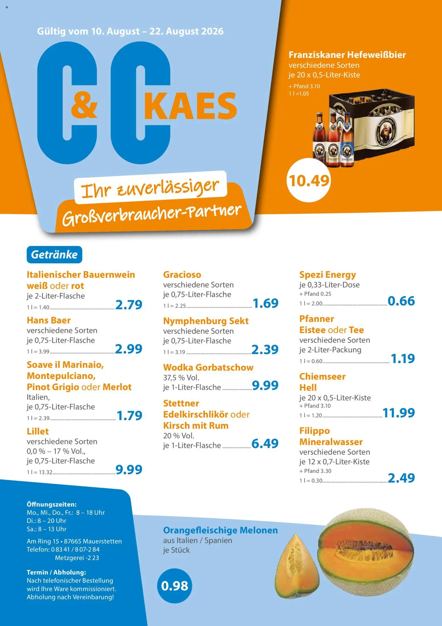 Vorschau von dem Prospekt des Geschäftes C&C, gültig ab dem 10.08.2026 - Lillet, Uhr, Telefon, Tee, Rum, Energy, Wodka, Franziskaner