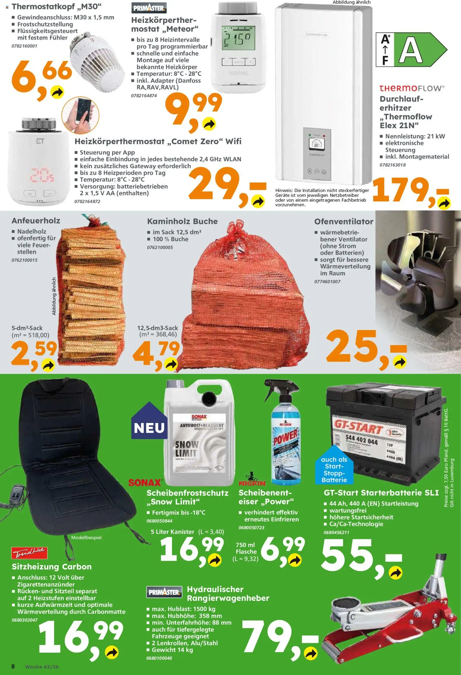 Vorschau von dem Prospekt des Geschäftes Globus Baumarkt, gültig ab dem 12.10.2026 - Ventilator, Batterien, Batterie, Heizkörper, Adapter, Gewicht