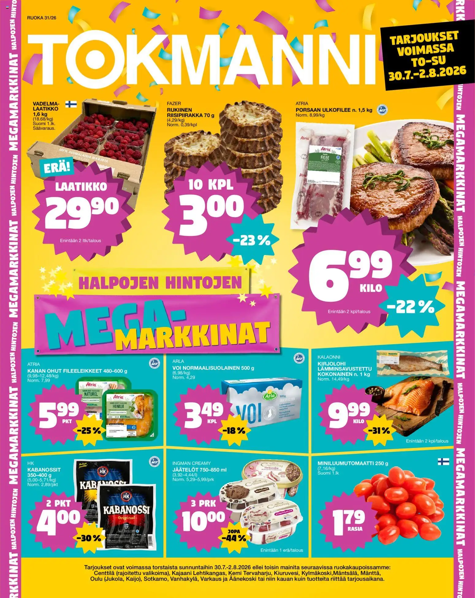 Kaupan Tokmanni Tokmanni ruokatarjoukset esikatselu, voimassa 30/07/2026