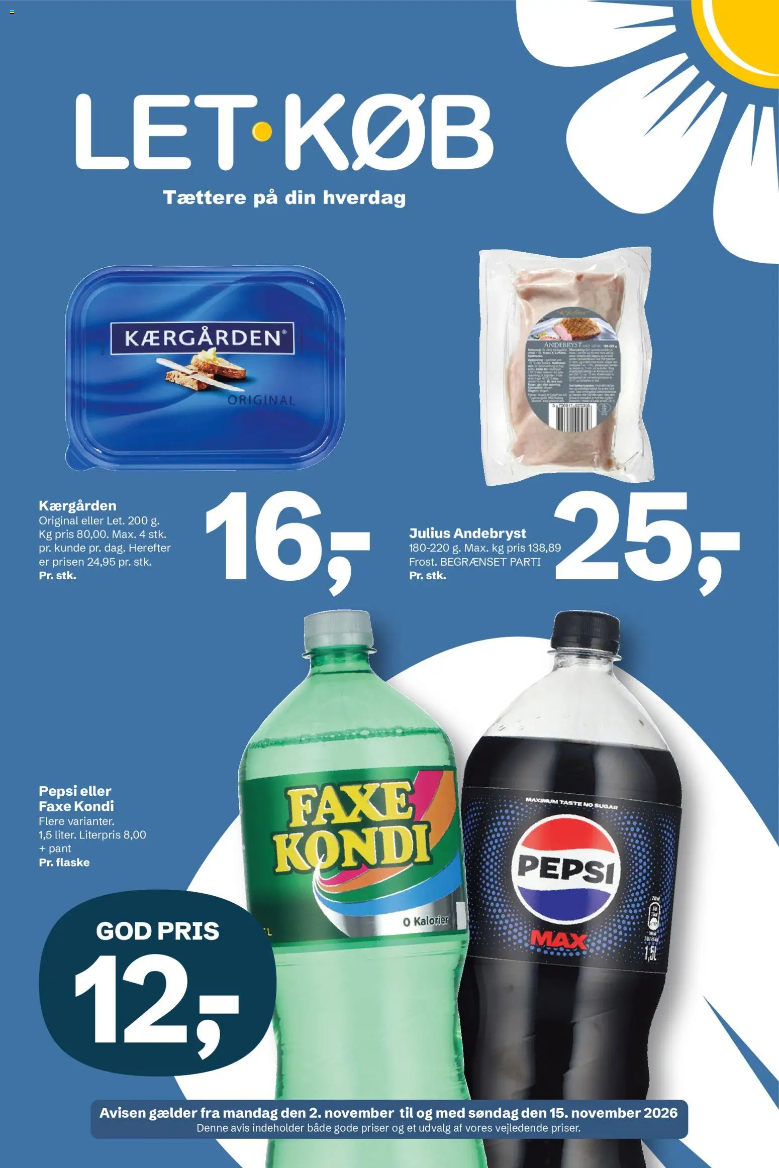 Eksempel på tilbudsavis LETKØB - Tilbudsavis fra butik LETKØB gyldig fra 02/11/2026 - Faxe Kondi, Pepsi