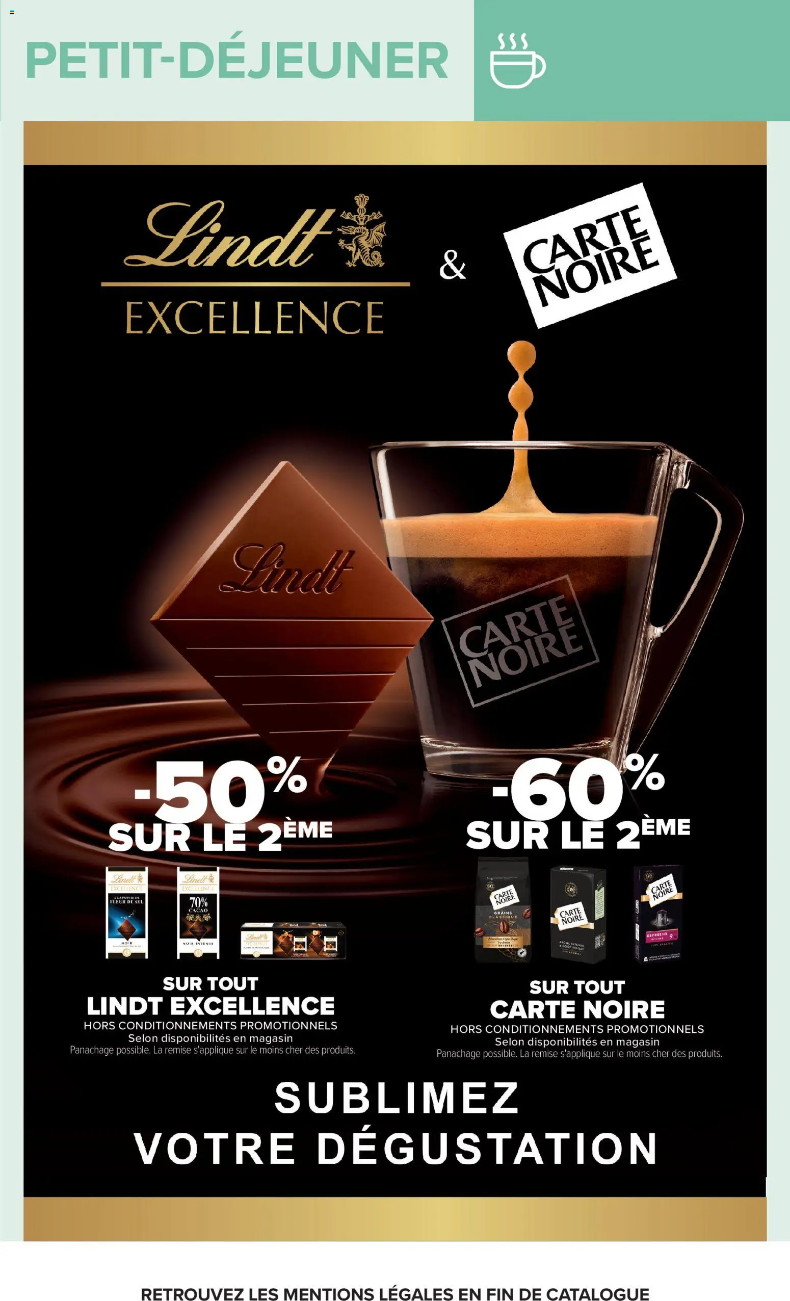 Prévisualisation de Carrefour Market Petit dejeuner du magasin Carrefour Market formulaire valide 01/09/2026 - Lindt, Sel, Cacao, Carte Noire