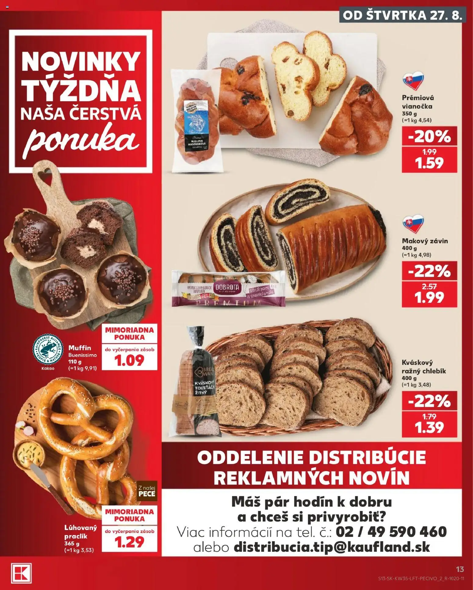 Náhľad Kaufland letáku platného od 27.08.2026 - Kakao, Vianočka, Závin