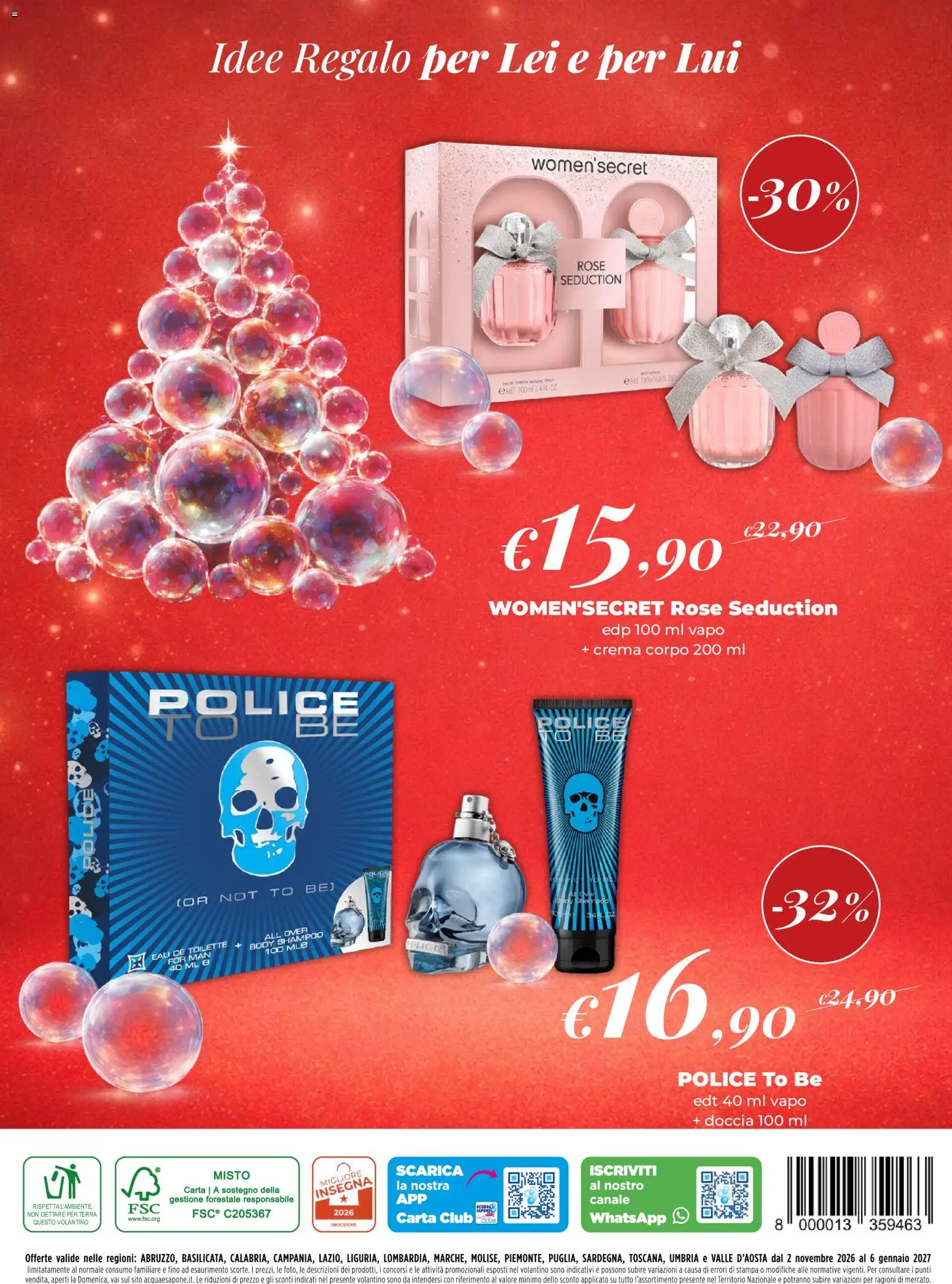 Anteprima dell'opuscolo Acqua e Sapone volantino Natale dal negozio Acqua e Sapone valido da 02/11/2026 - Stampa, Crema, Terra, Shampoo, Doccia, Sapone