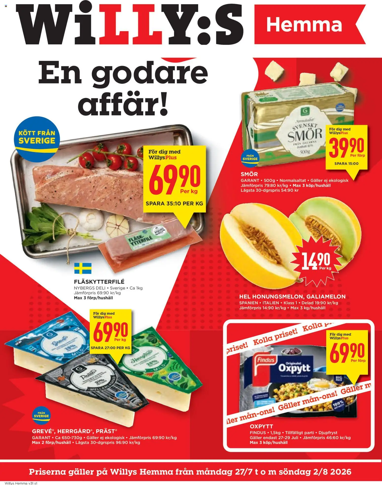 Förhandsgranska reklamblad Willys erbjudanden Hemma från butik Willys gäller från 27/07/2026
