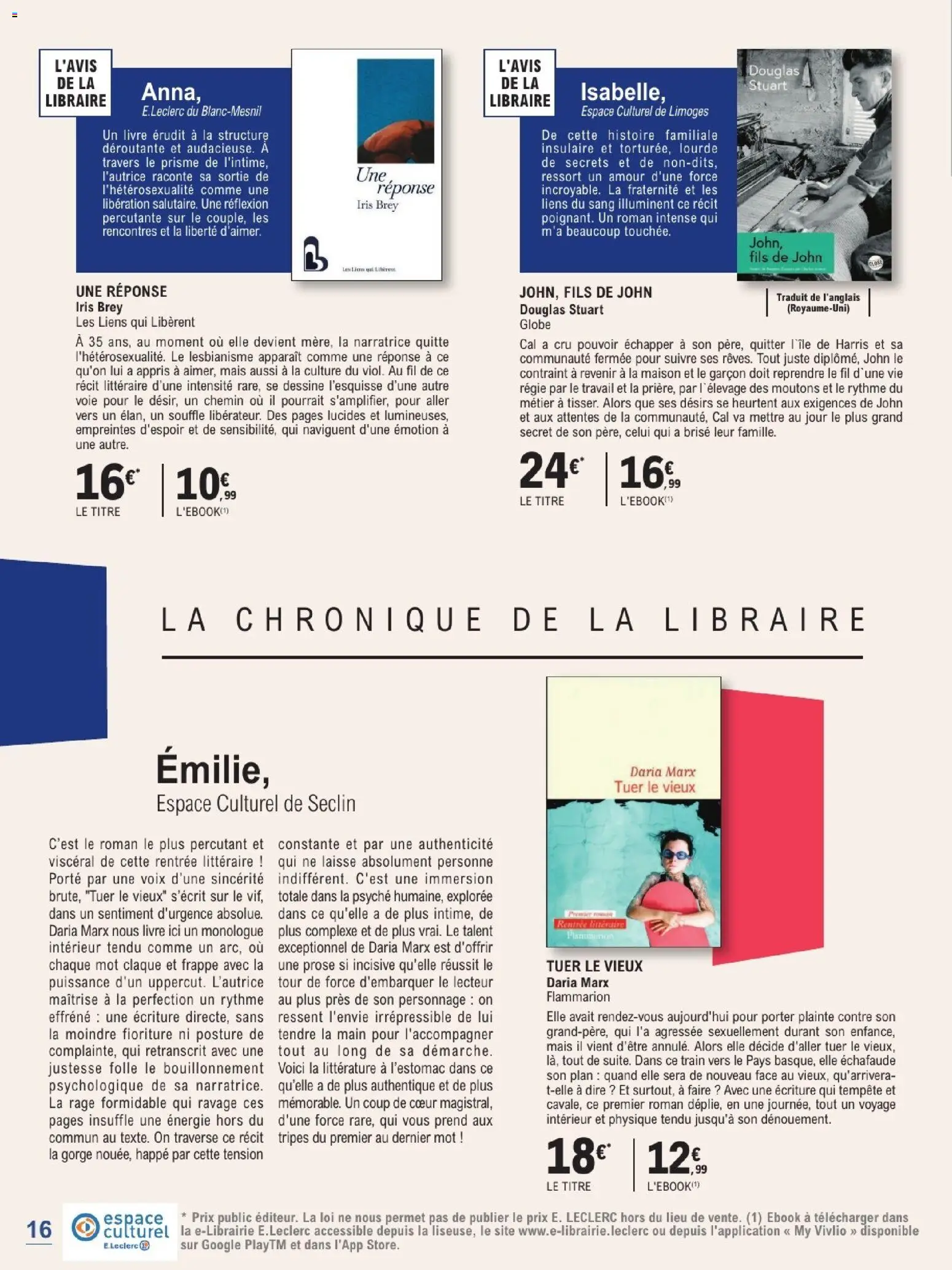 Prévisualisation de E.Leclerc Guide rentree litteraire du magasin E.Leclerc formulaire valide 01/09/2026 - Livre, Mais, Porte, Tripes