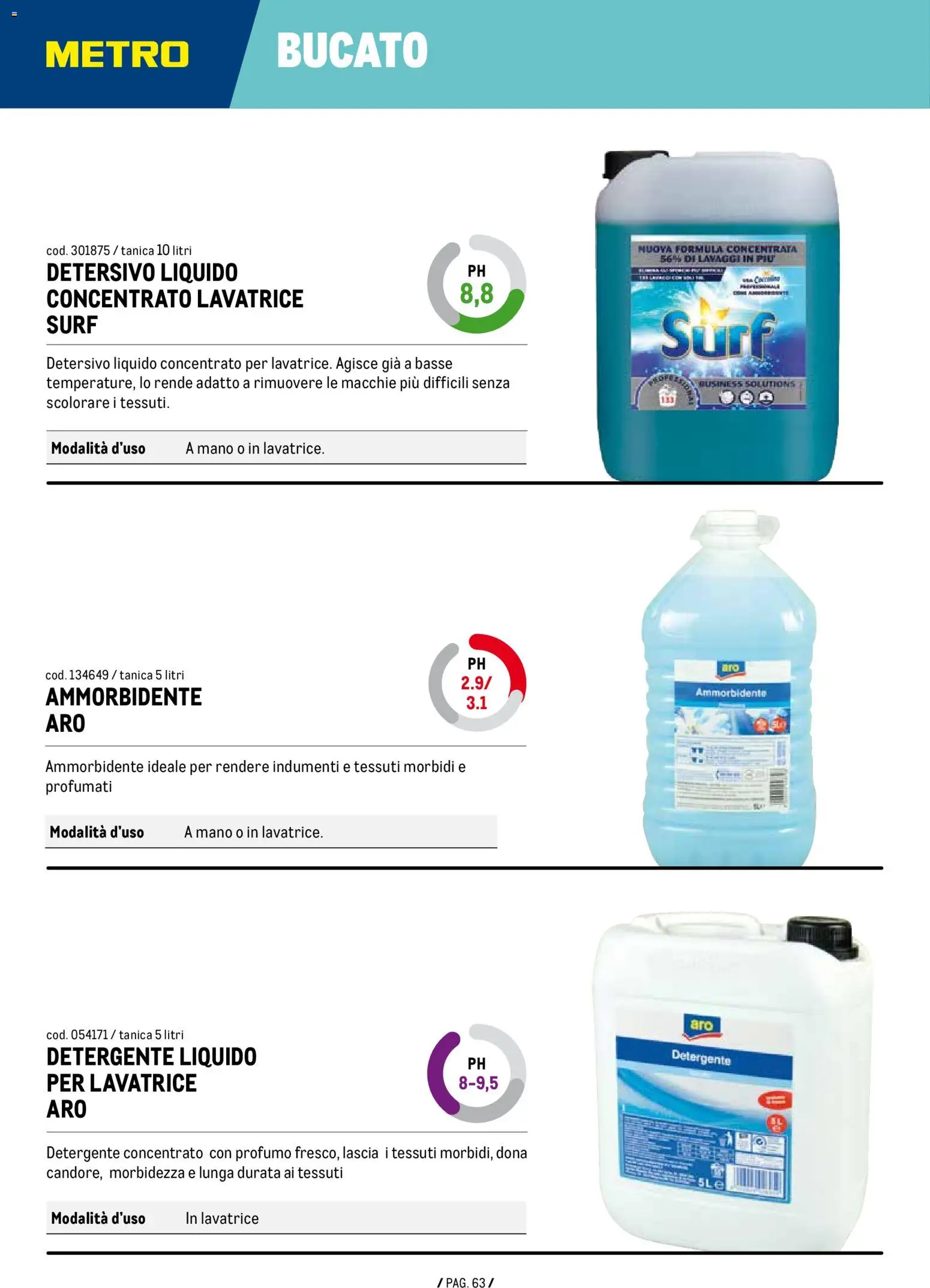 Anteprima dell'opuscolo Volantino Detergenza dal negozio Metro valido da 07/01/2026 - Lavatrice, Profumo, Ammorbidente, Detergente, Tanica