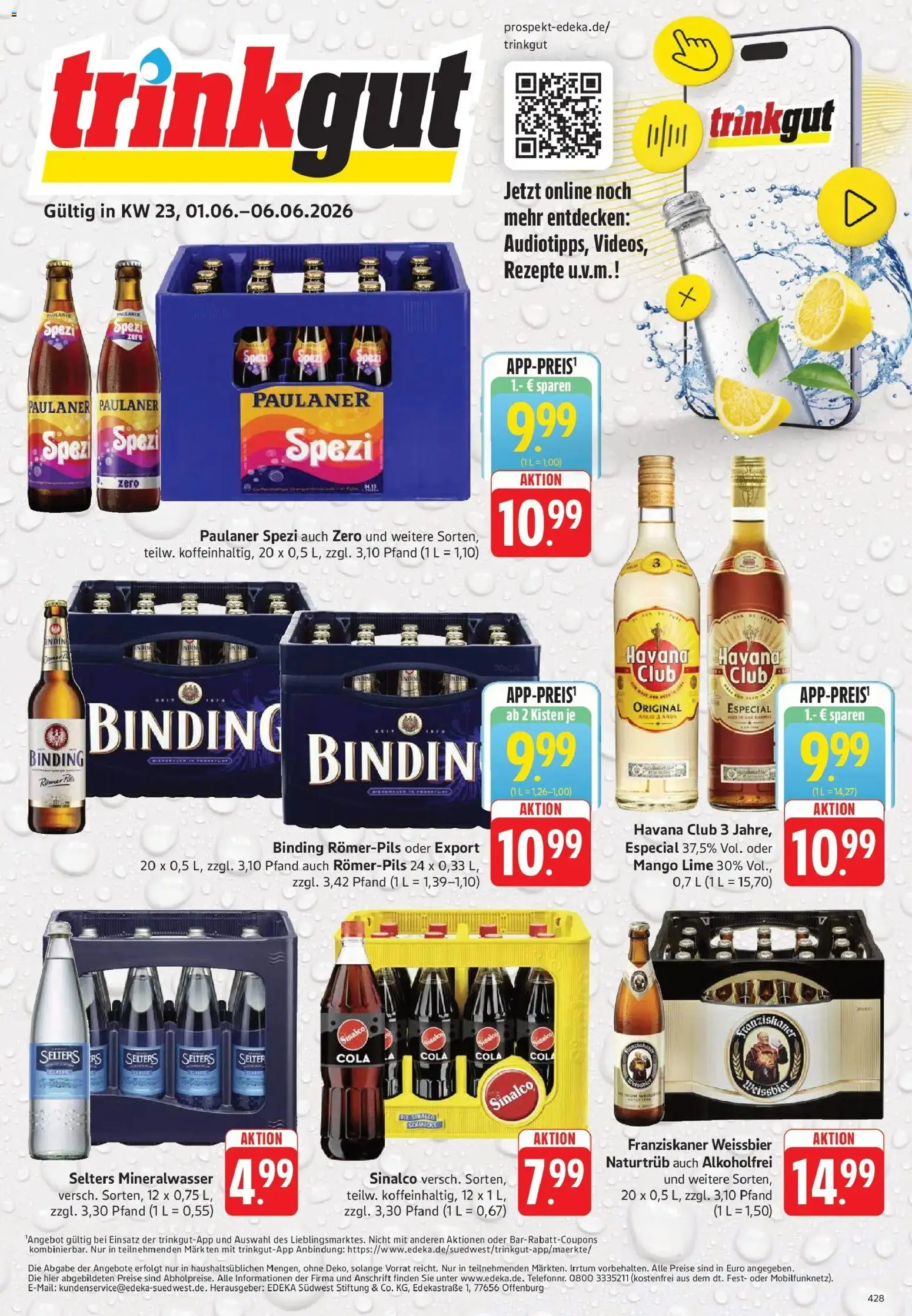 Vorschau von dem Prospekt des Geschäftes Trinkgut, gültig ab dem 01.06.2026 - Mango, Cola, Mineralwasser, Havana club, Paulaner spezi, Paulaner, Sinalco, Franziskaner