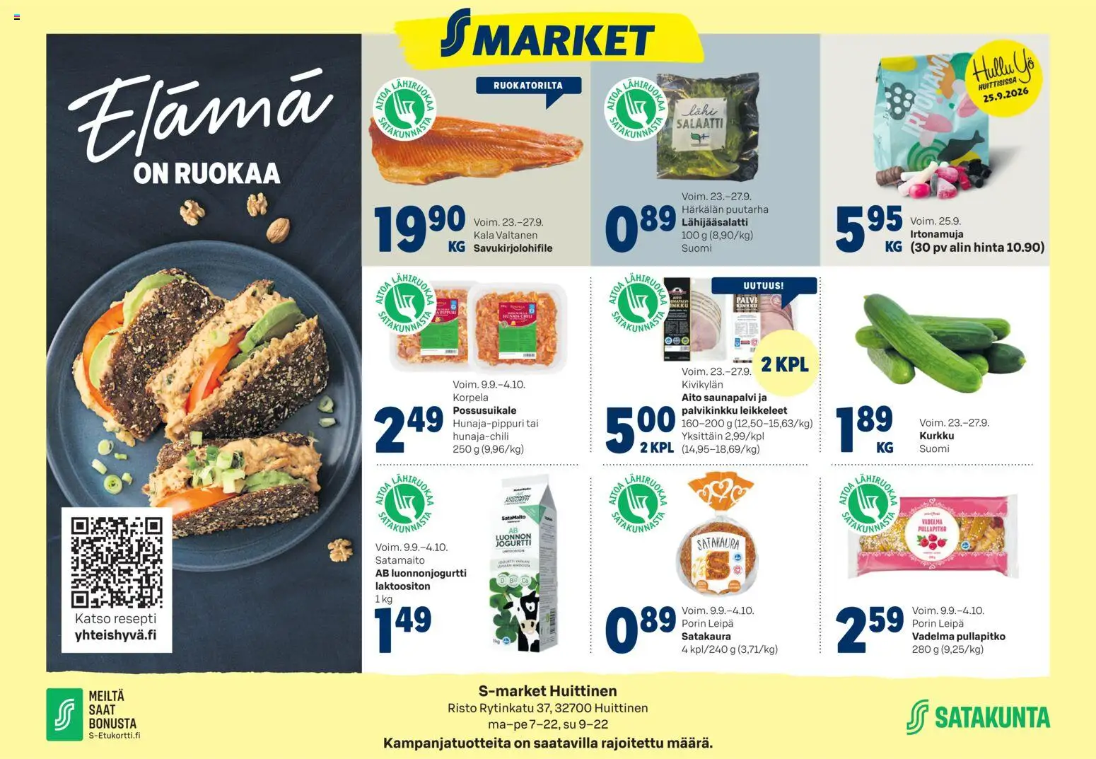 Kaupan S-market S-market Elámá Huittinen esikatselu, voimassa 23/09/2026