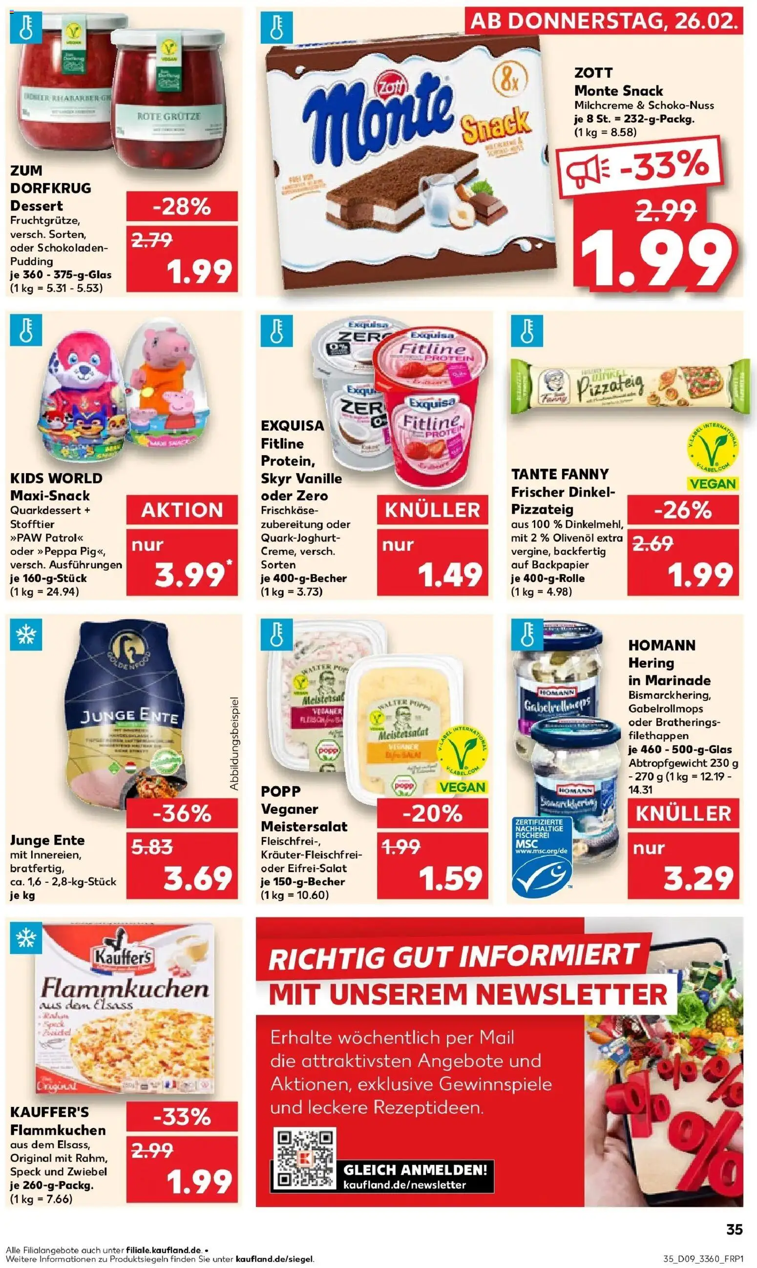 Vorschau von dem Prospekt des Geschäftes Kaufland, gültig ab dem 26.02.2026 - Quark, Skyr, Ente, Pudding, Vanille, Exquisa, Frischkase, Olivenol