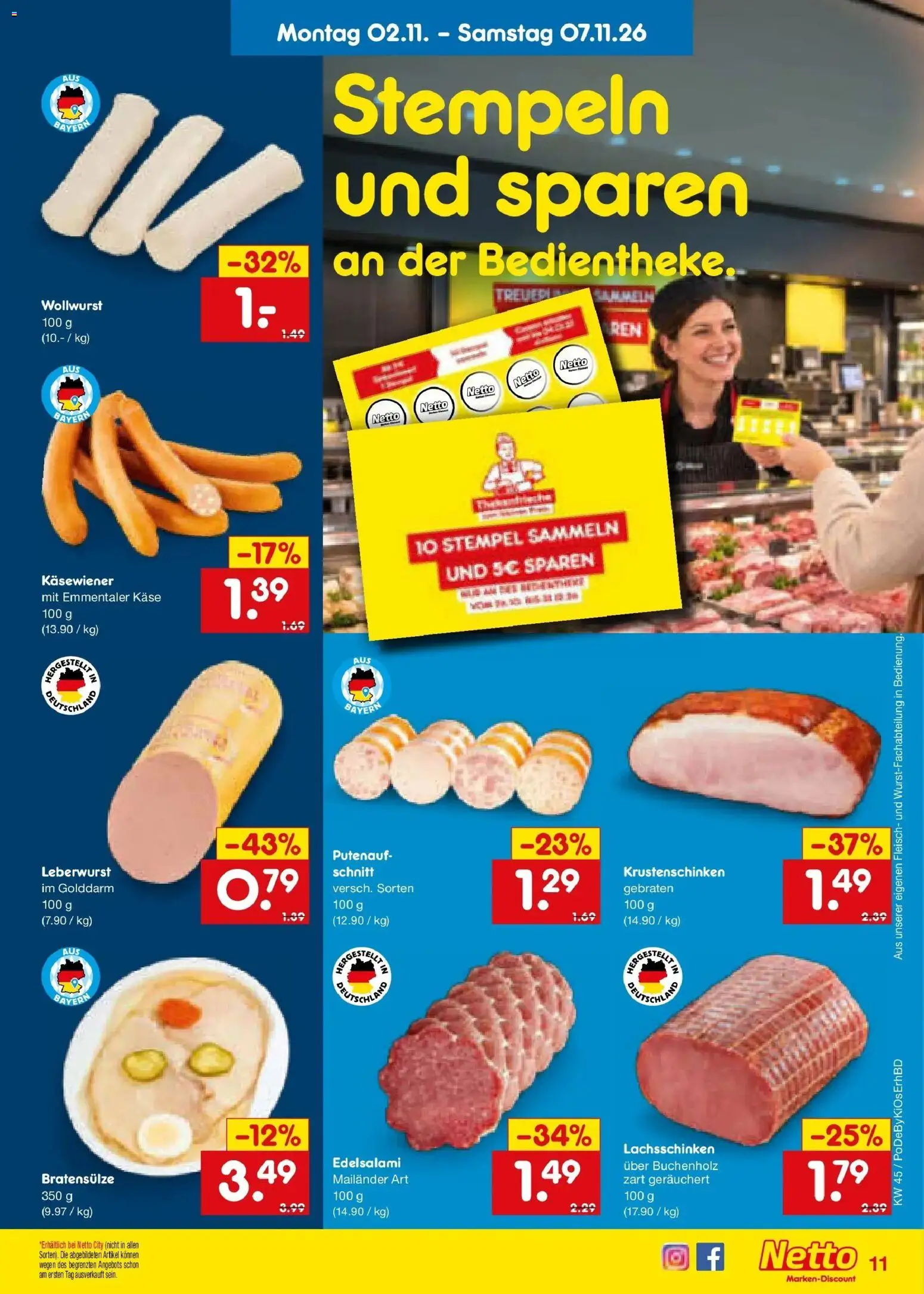 Vorschau von dem Prospekt des Geschäftes Netto Marken-Discount, gültig ab dem 02.11.2026 - Käse, Fleisch