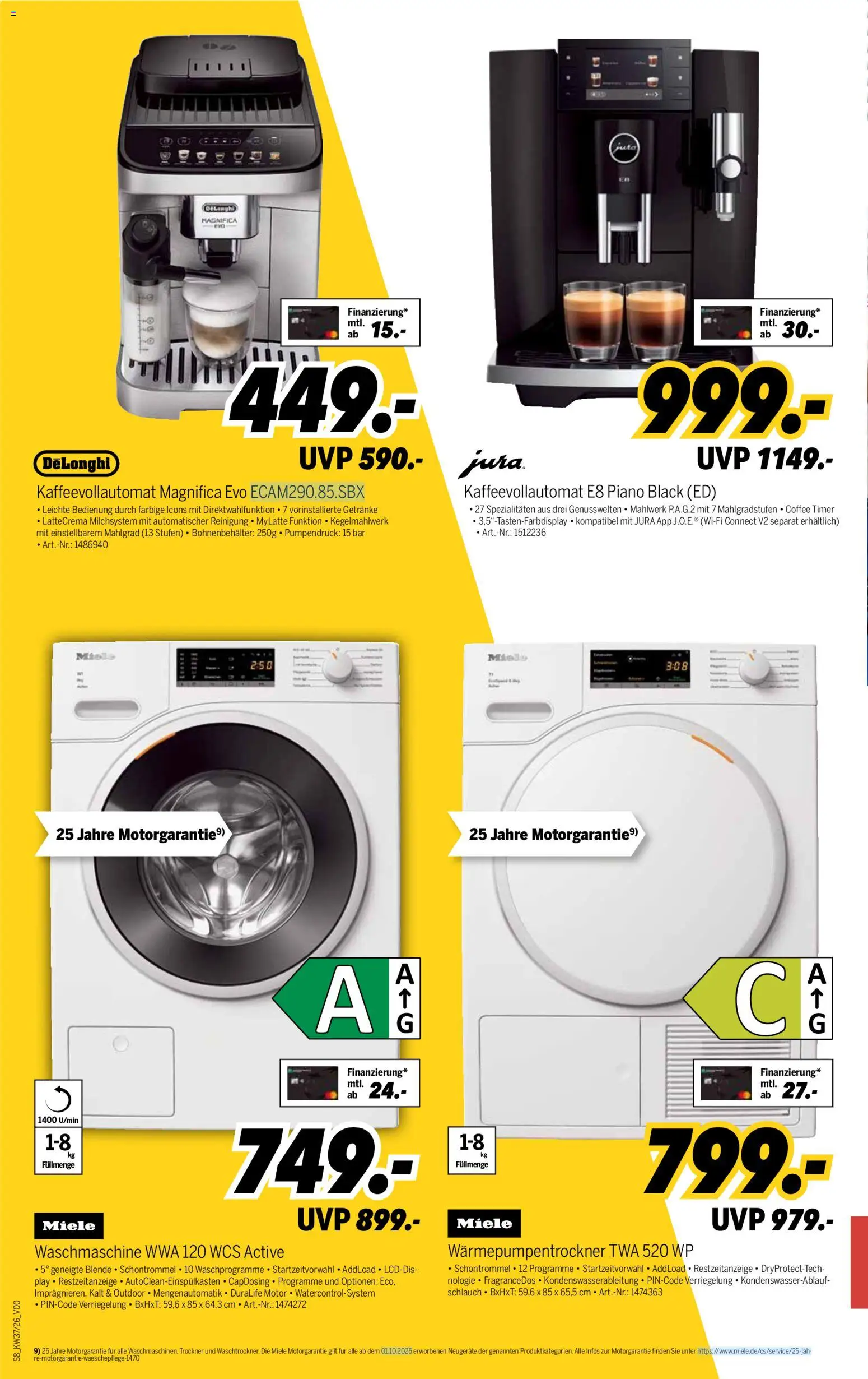 Vorschau von dem Prospekt des Geschäftes Medimax, gültig ab dem 05.09.2026 - Waschmaschine, Kaffeevollautomat, Miele, Trockner, Jura, Spezialitäten