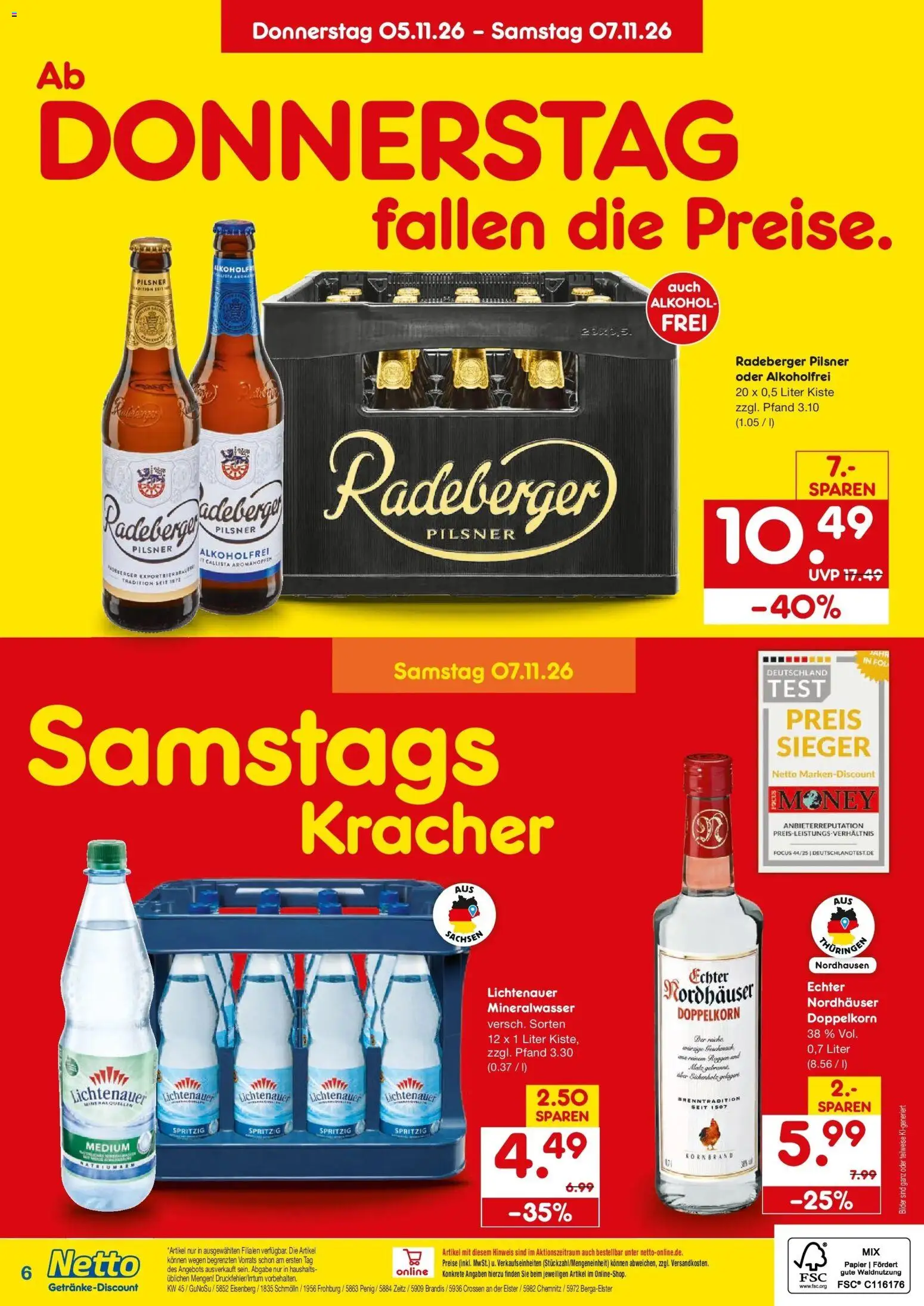 Vorschau von dem Prospekt des Geschäftes Netto Marken-Discount, gültig ab dem 02.11.2026 - Bilder, Mineralwasser, Alkohol, Radeberger pilsner