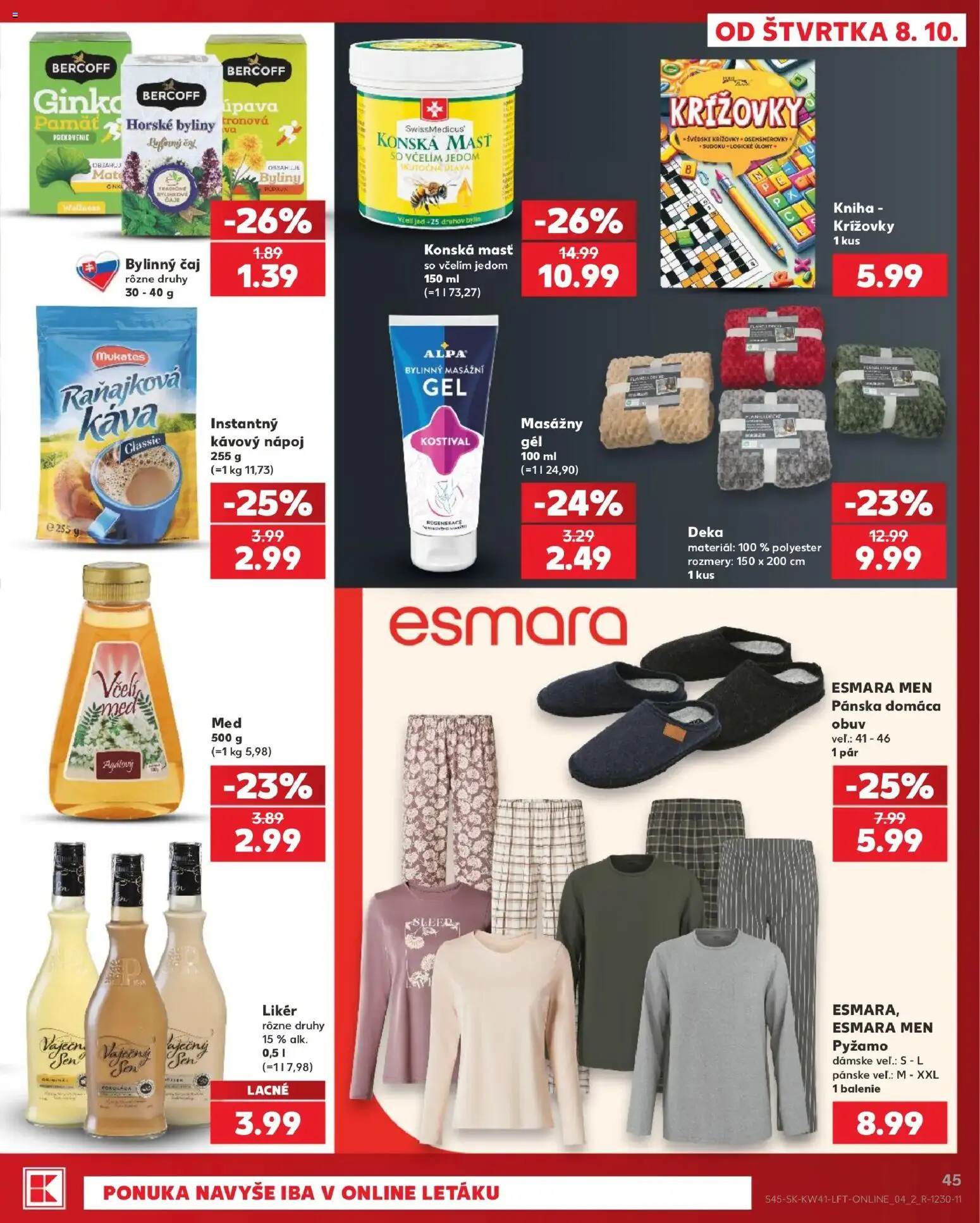 Náhľad Kaufland letáku platného od 08.10.2026 - Káva, Kniha, Čaj, Pyžamo, Alpa, Bylinný čaj