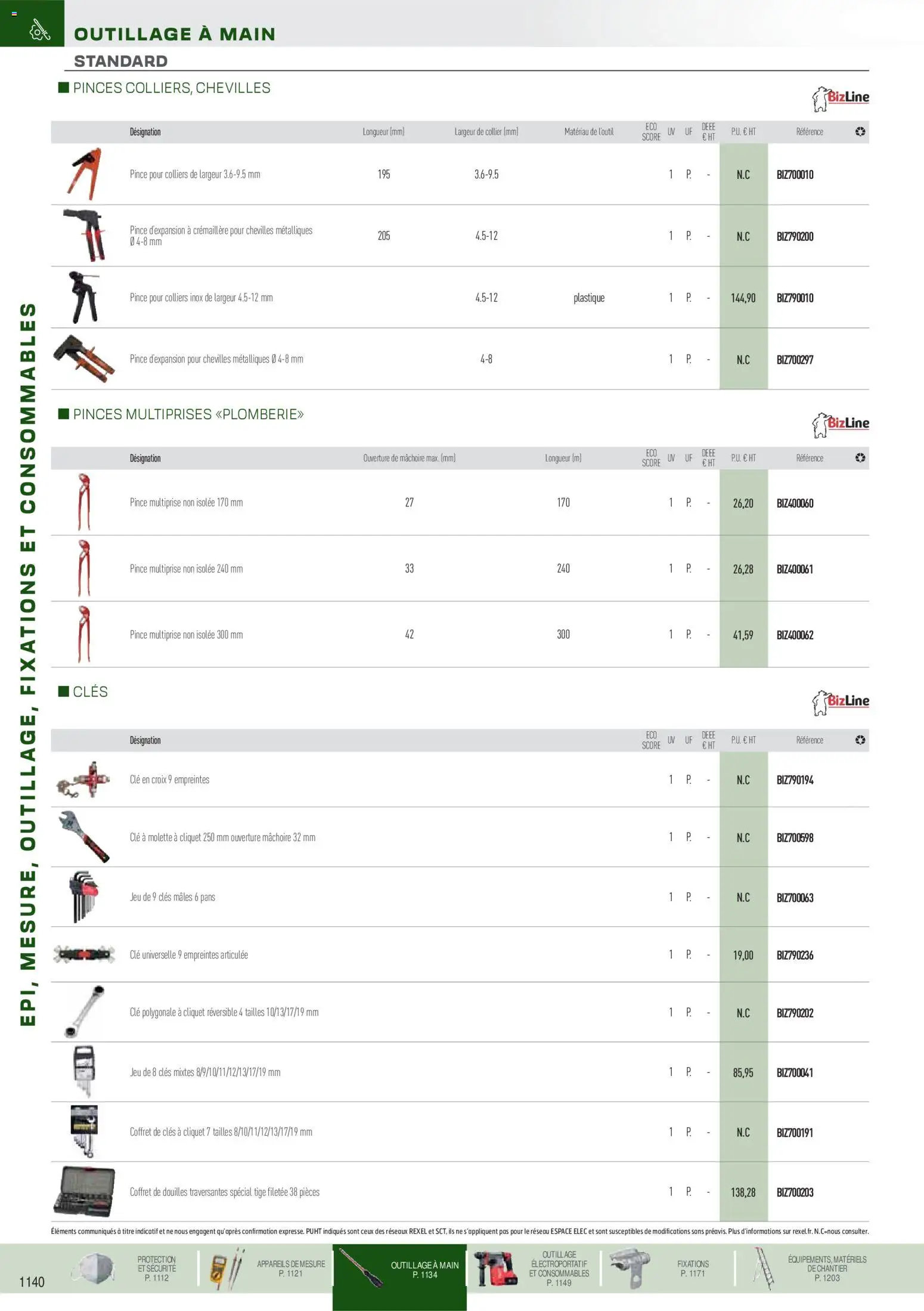 Prévisualisation de Brochure EPI, mesure, outillage, fixations et consommables du magasin Rexel formulaire valide 18/11/2025 - Collier, Clé, Pince, Pinces, Coffret de douilles