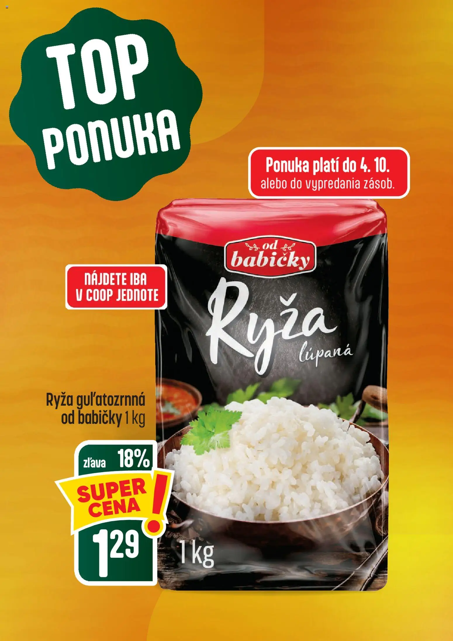 Náhľad COOP Jednota letáku platného od 01.10.2026 - Ryža