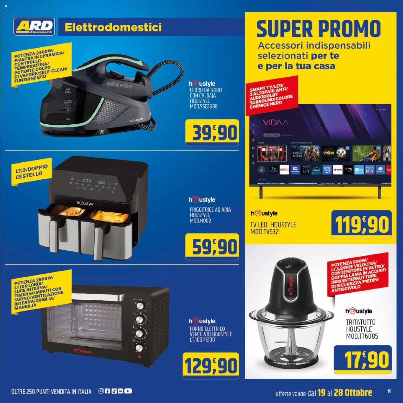 Anteprima dell'opuscolo ARD Discount volantino Sardegna dal negozio ARD Discount valido da 19/10/2026 - Friggitrice ad aria, Ferro da stiro, Forno elettrico, Ferro, Friggitrice, Tritatutto, Tè, Contenitore
