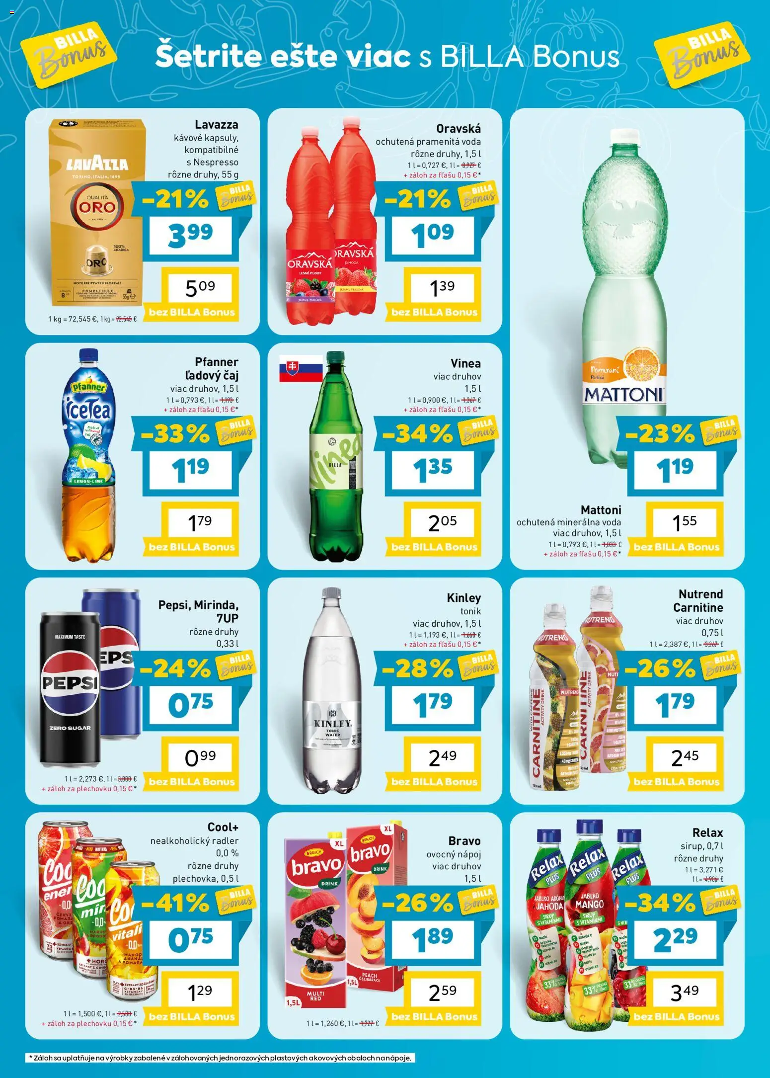Náhľad Billa letáku platného od 28.10.2026 - Mango, Čaj, Lavazza, Pepsi, Sirup, Mattoni, Radler, Pramenitá voda
