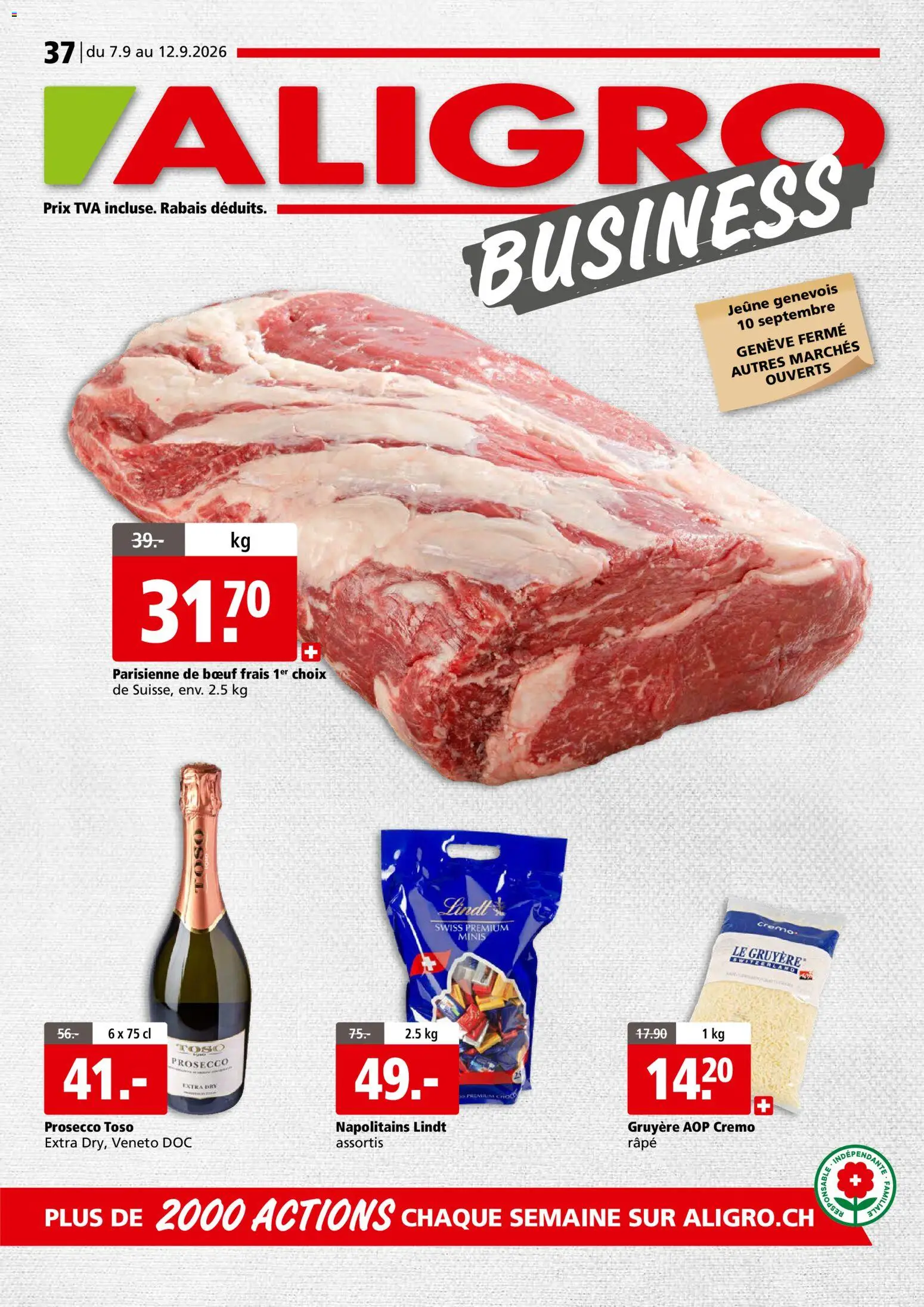 Vorschau des Merkblatts Aligro aktionen Business Chavannes, Matran, Genève, Sion vom Shop Aligro gültig von 07.09.2026 bis 12.09.2026 - Prosecco