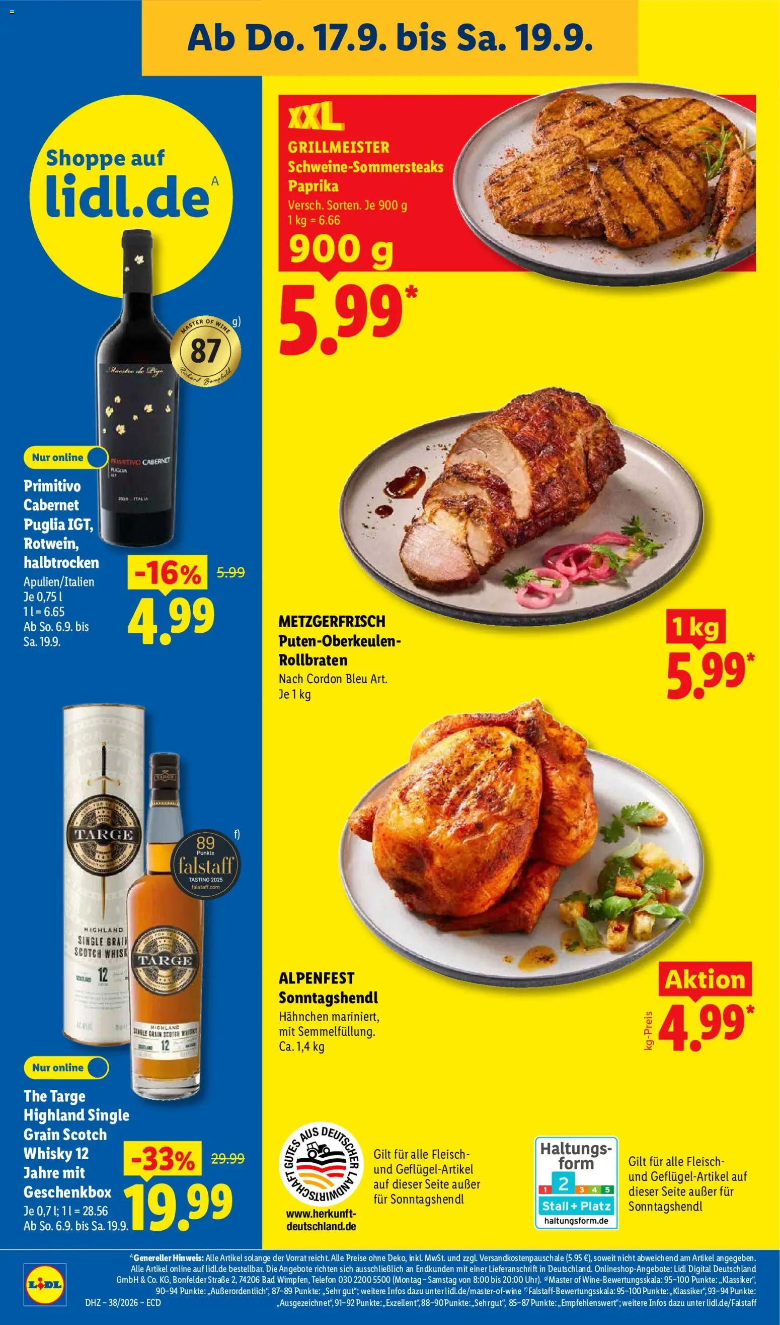 Vorschau von dem Prospekt des Geschäftes Lidl, gültig ab dem 14.09.2026 - Mango, Chips, Telefon, Bad, Whisky, Fleisch, Paprika, Hahnchen