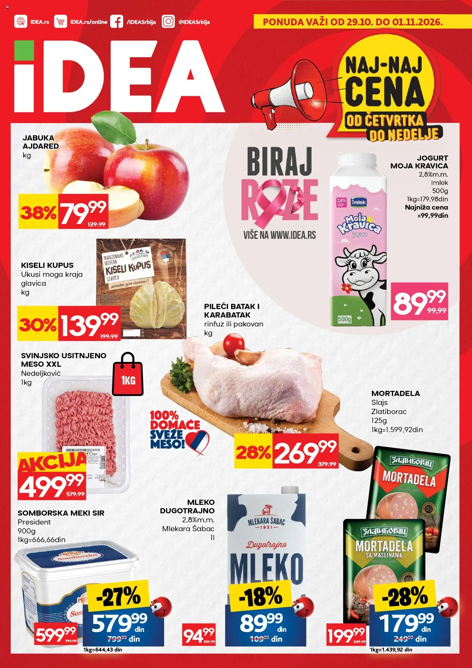 Pregled Idea kataloga - važi od 29.10.2026 - Kiseli kupus, Kupus, Moja kravica, Meso, Sir, Pileći batak, Dugotrajno mleko, Meki sir