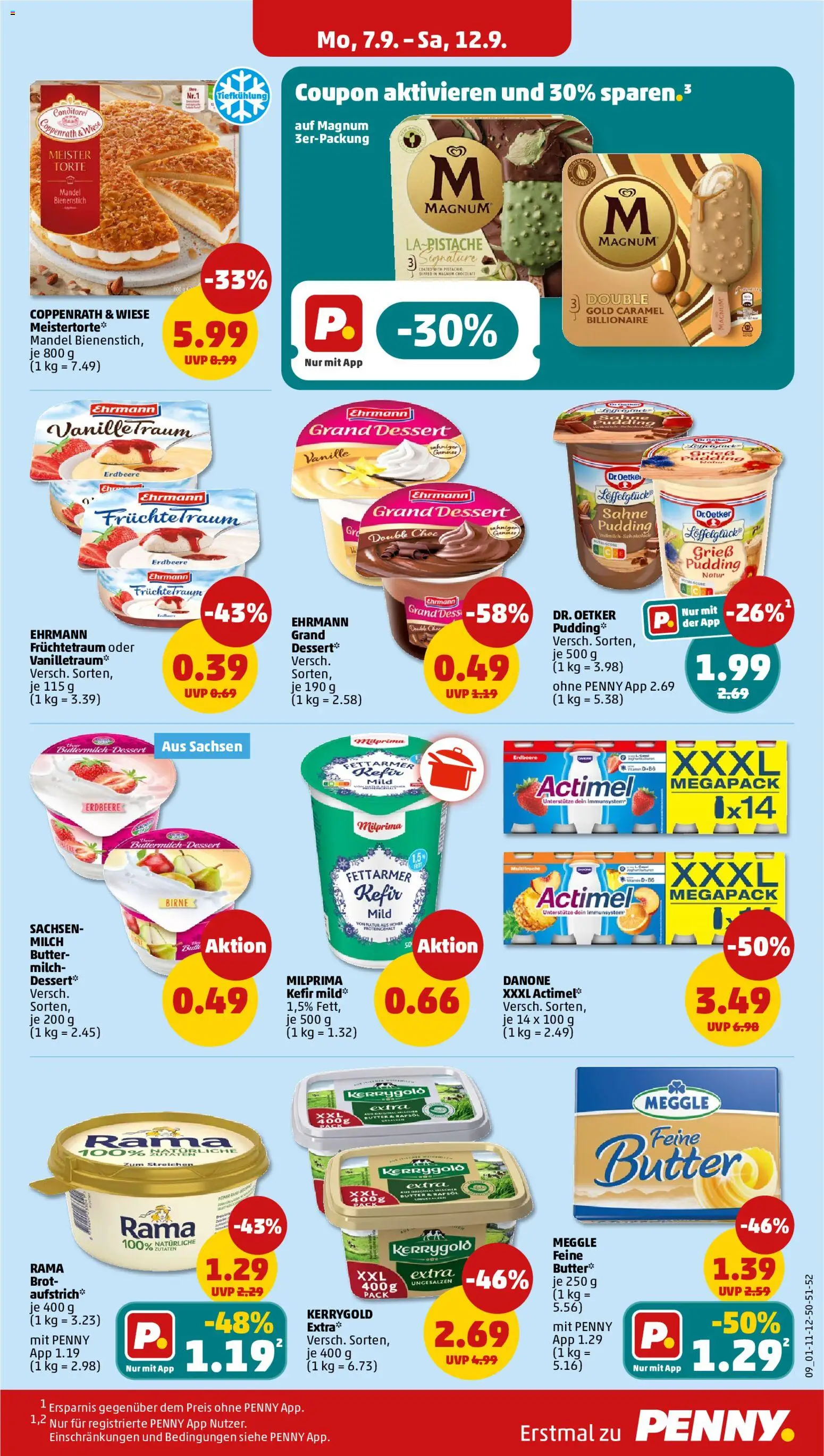 Vorschau von dem Prospekt des Geschäftes Penny, gültig ab dem 07.09.2026 - Butter, Kefir, Brot, Milch, Buttermilch, Rapsöl, Grieß, Rama