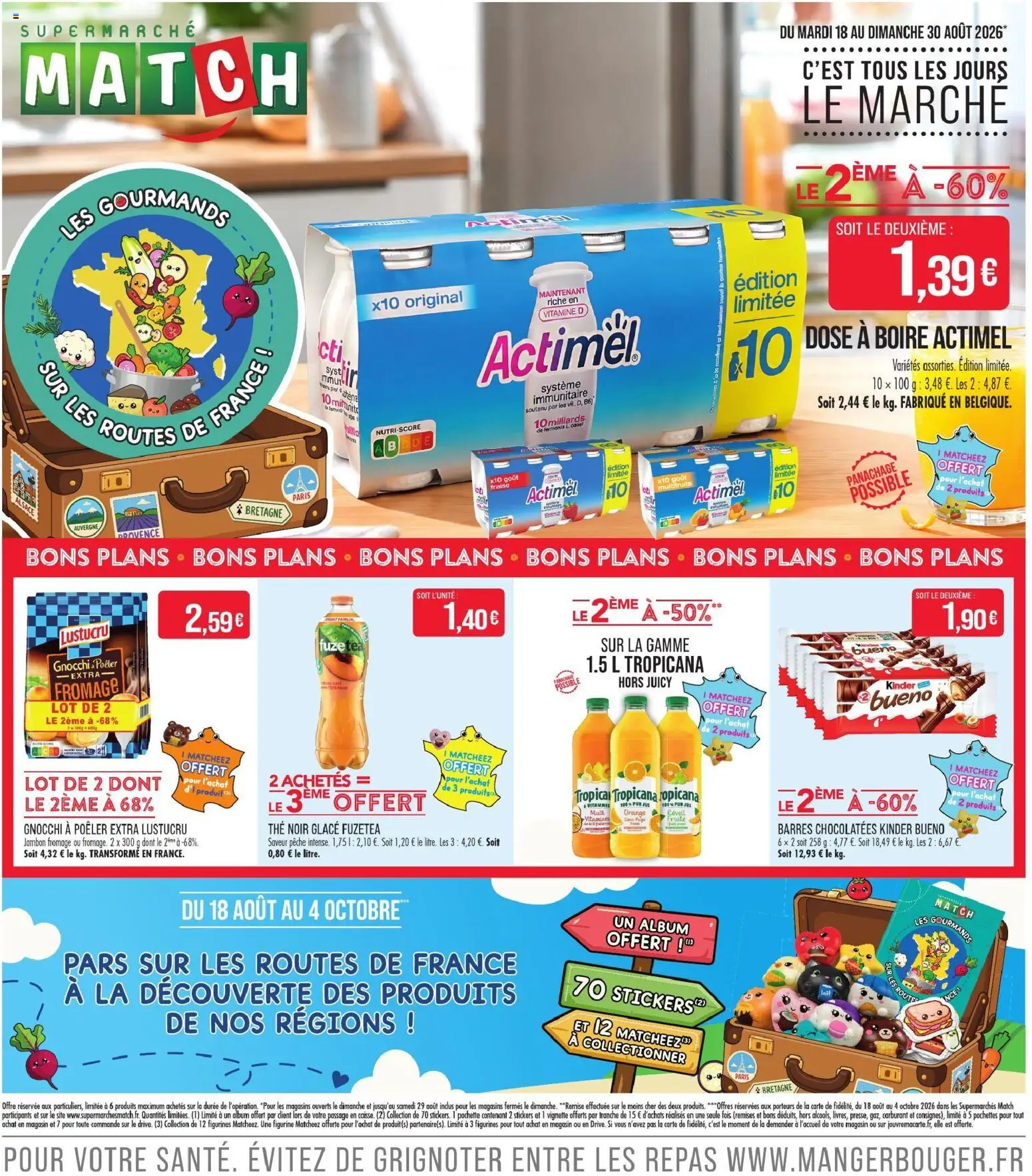 Prévisualisation de Match Supermarché Les jours le marché du magasin Match Supermarché formulaire valide 18/08/2026 - Orange, Glace, Fromage, Pêche, Fraise, Thé, Actimel, Jus