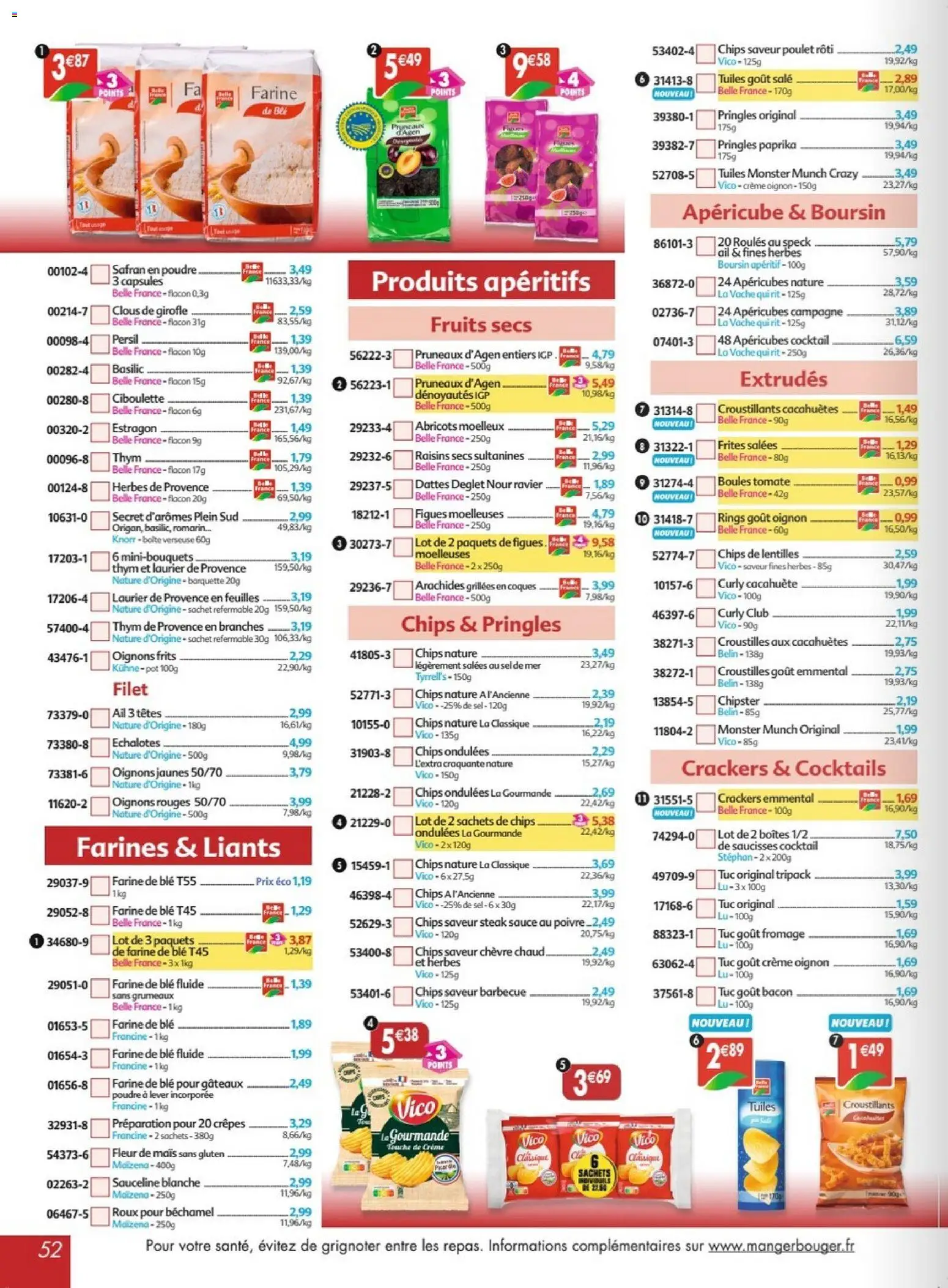 Prévisualisation de Maximo catalogue epicerie du magasin Maximo formulaire valide 26/10/2026 - Poulet rôti, Paprika, Oignon, Chips, Pringles, Frites, Blé, Poudre