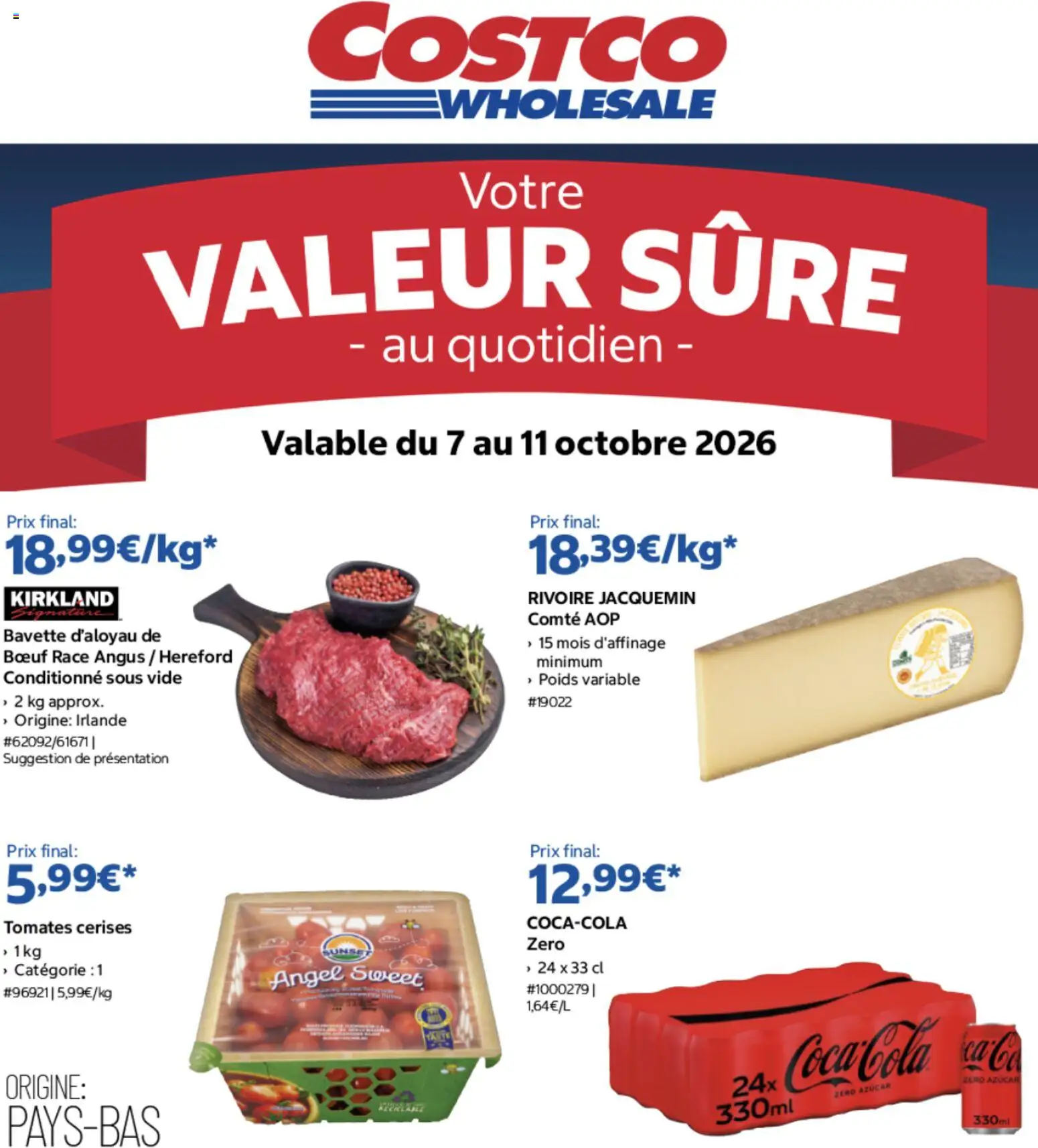 Prévisualisation de Costco Votre valeur sûre au quotidien du magasin Costco formulaire valide 07/10/2026 - Tomates, Cerises, Bavette, Poids, Tomates cerises, Comté aop, Bavette d’aloyau