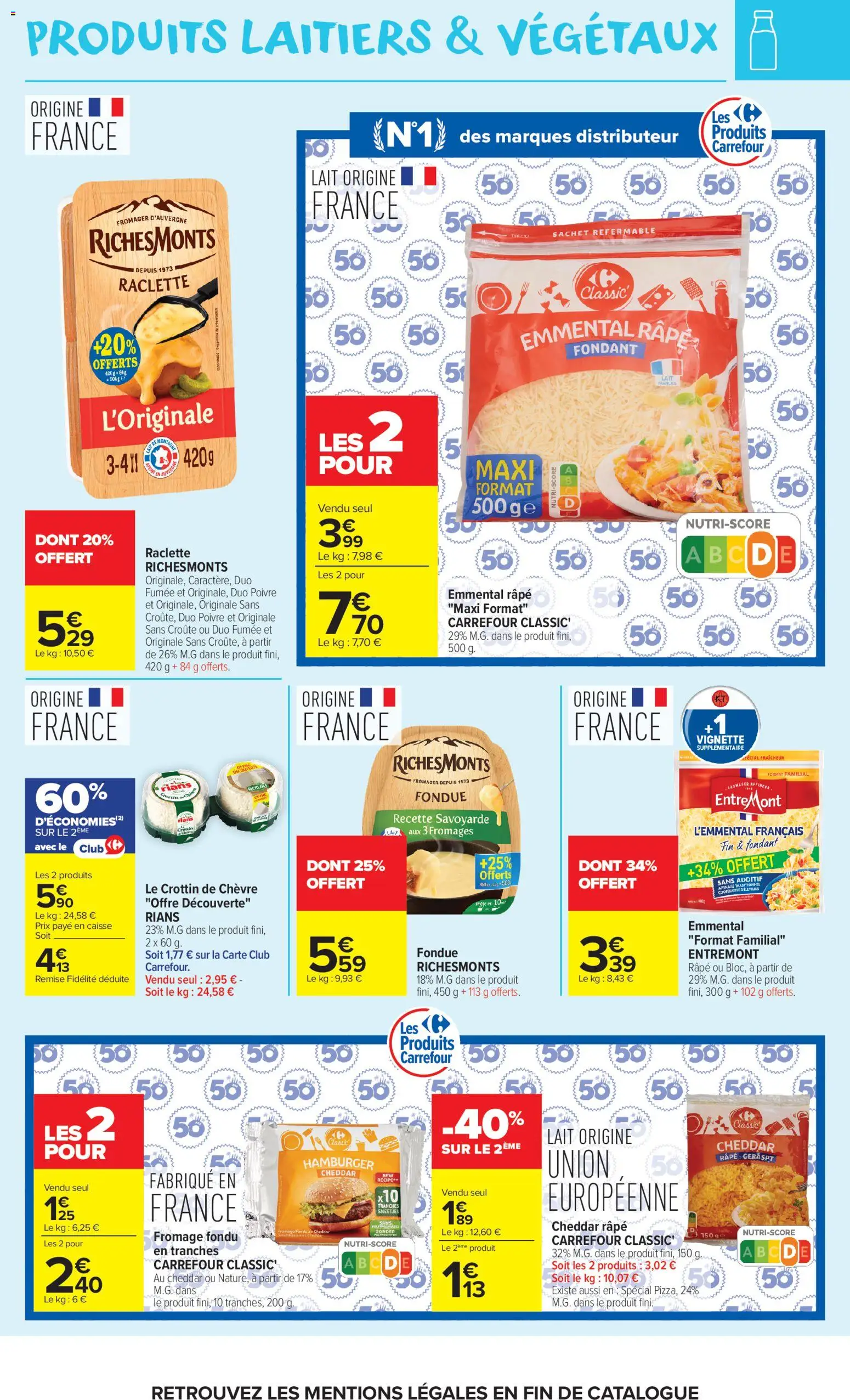 Prévisualisation de Carrefour Market catalogue du magasin Carrefour Market formulaire valide 27/10/2026 - Raclette, Fromage, Lait, Cheddar, Poivre, Fromage fondu, Râpe, Cheddar râpé