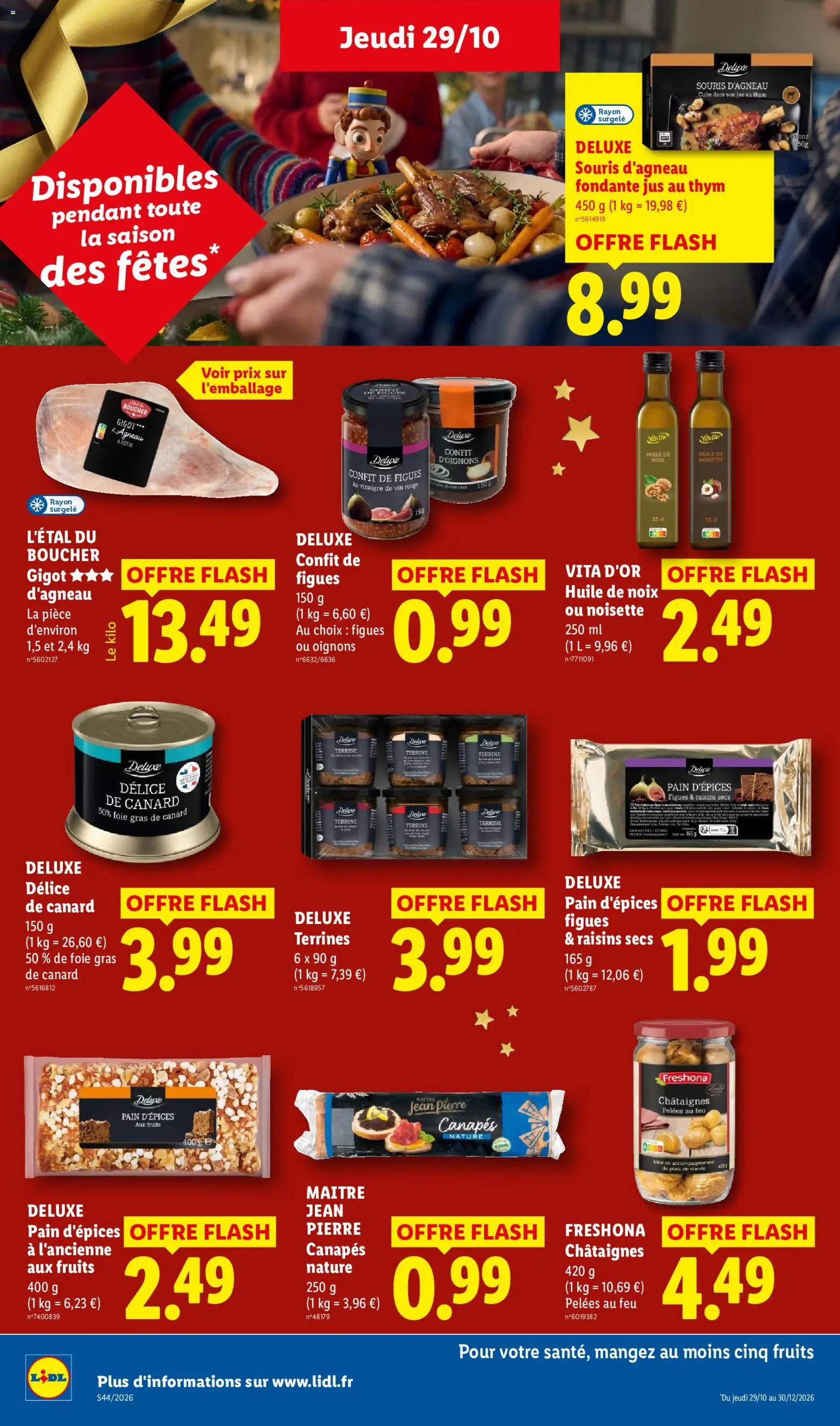 Prévisualisation de LIDL catalogue du magasin LIDL formulaire valide 29/10/2026 - Fruits, Canard, Pain, Thym, Noix, Agneau, Noisette, Canapes nature