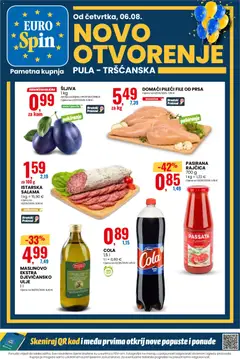 Pregled letka Eurospin Novo Otvorenje Pula - Tršćanska trgovine Eurospin vrijedi od 06.08.2026