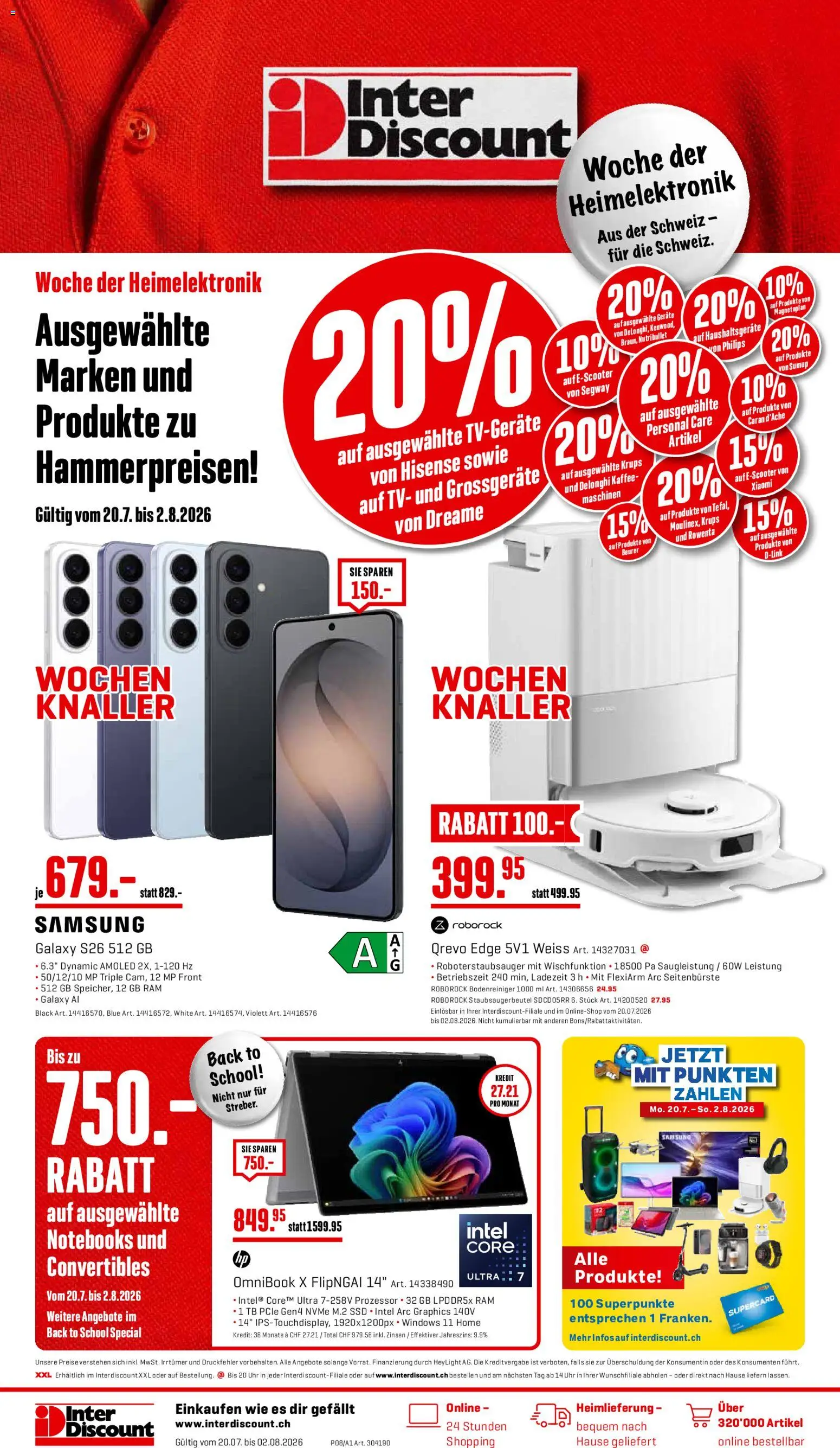Vorschau des Merkblatts Interdiscount aktionen vom Shop Interdiscount gültig von 20.07.2026 bis 02.08.2026