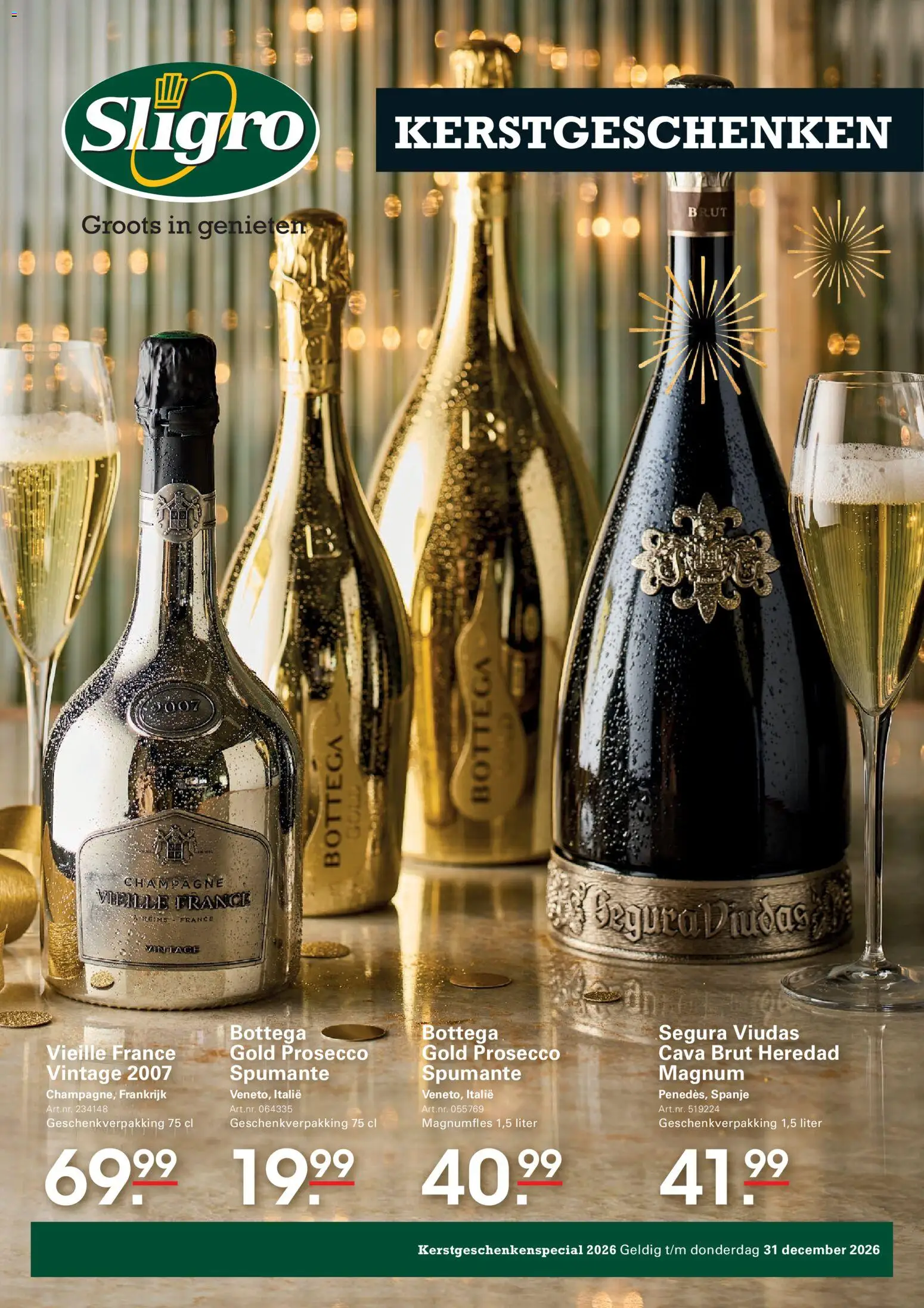 Voorbeeld van Sligro Kerstgeschenken van winkel Sligro geldig vanaf 14/10/2026 - Champagne, Prosecco, Magnum