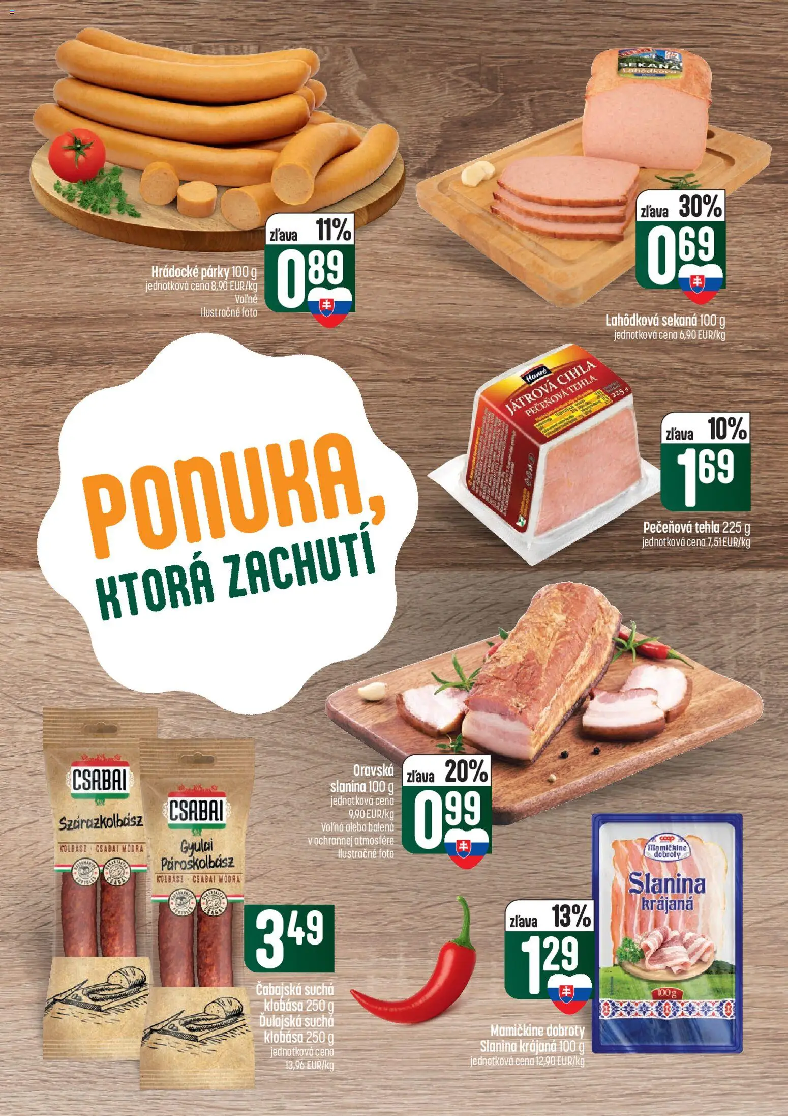 Náhľad COOP Jednota letáku platného od 01.10.2026 - Klobása, Slanina, Párky
