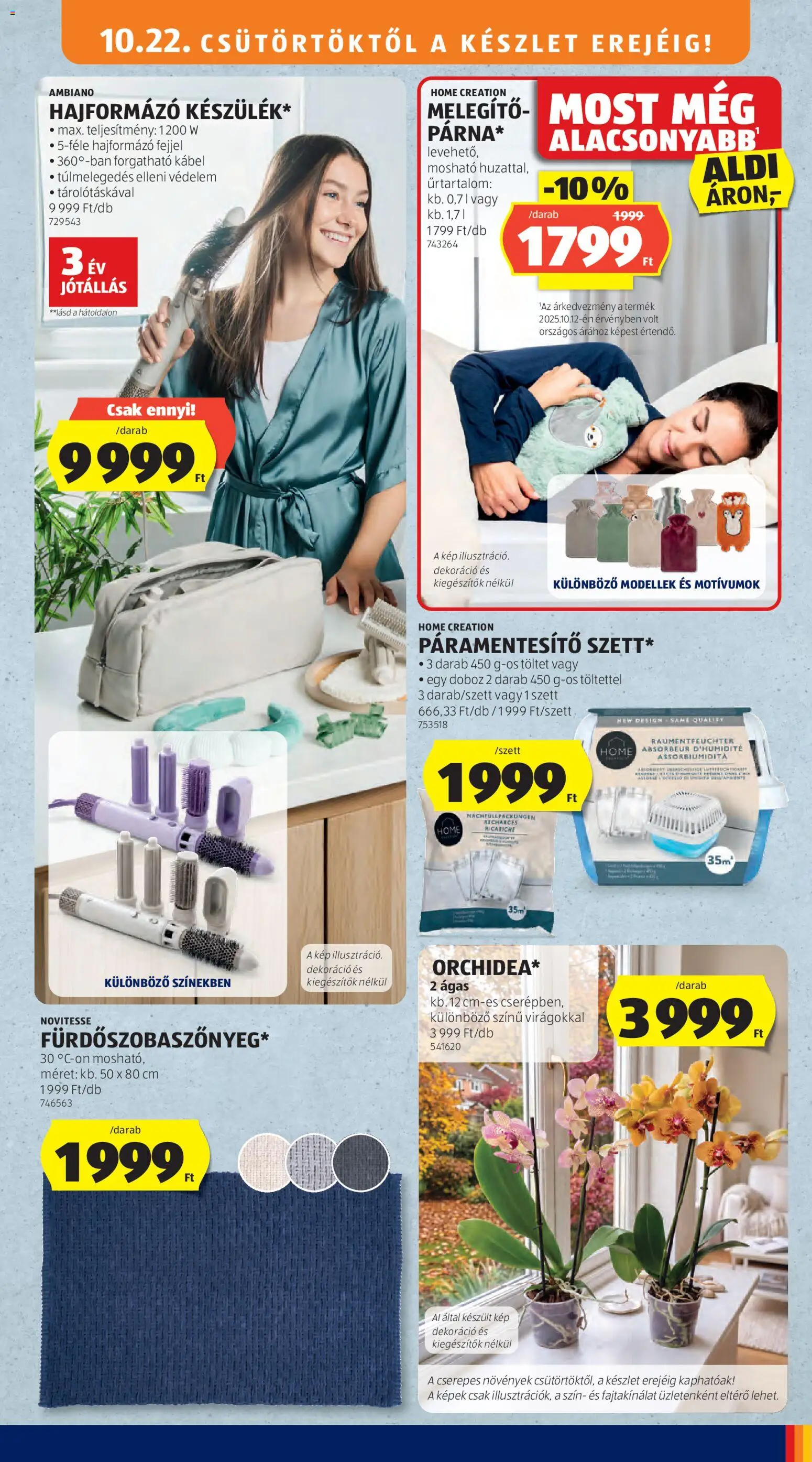 Aldi - Aldi Középső sor termékei megtekintése, amely érvényes 2026.10.22.-től - Doboz, Páramentesítő, Hajformázó, Pad, Kábel, Dekoráció