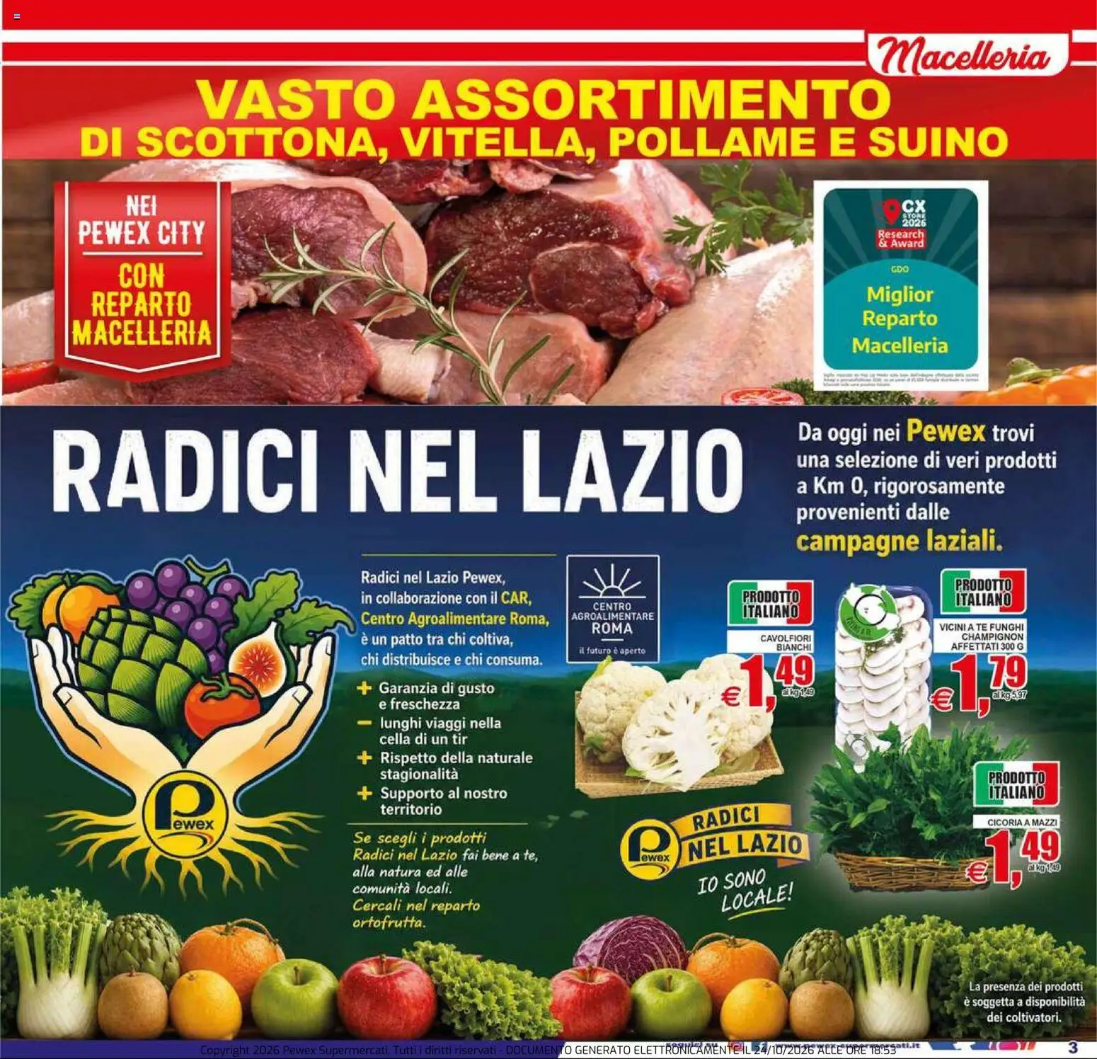 Anteprima dell'opuscolo Pewex volantino City Via XVII Olimpiade dal negozio Pewex valido da 23/10/2026 - Funghi, Suino, Tè, Pollame